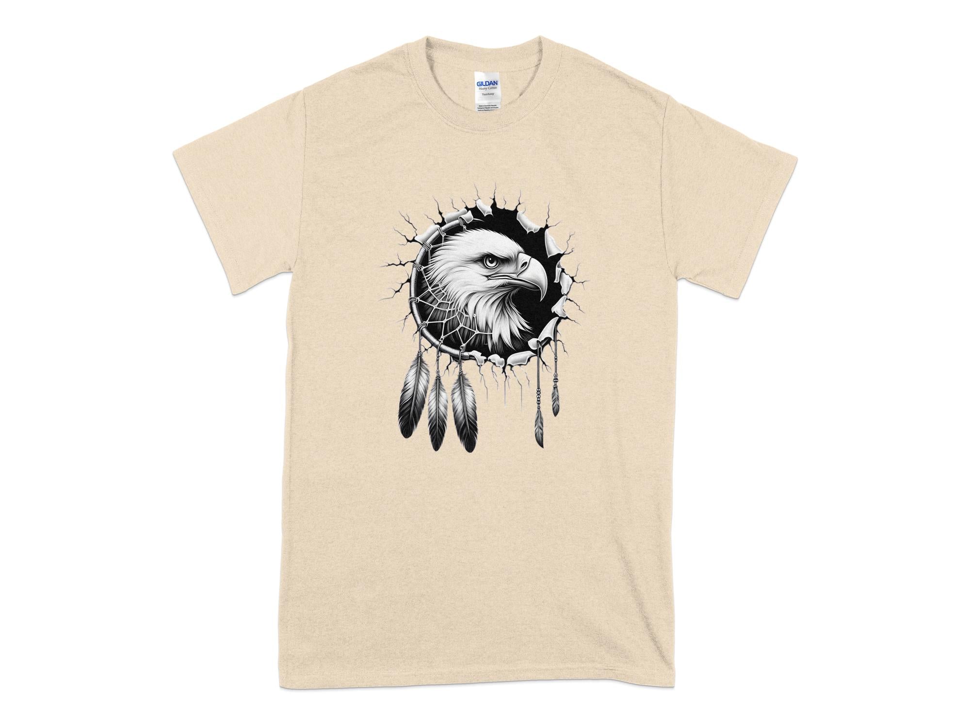 Dreamcatcher Eagle - Coloured Gildan T-Shirt Realistic Native American Talisman Unisex Mythology Tee Graphic Design