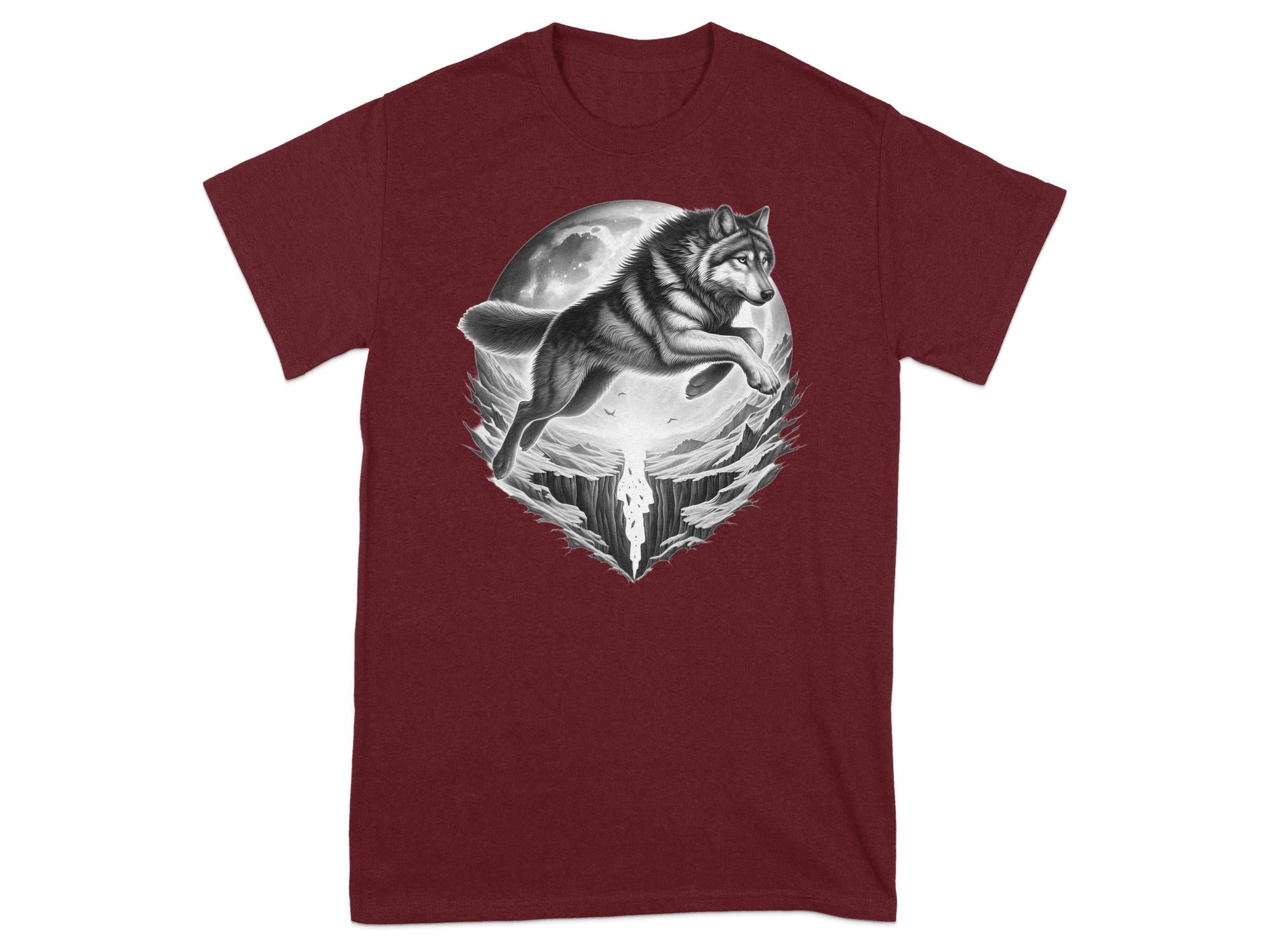 Moon Wolf - Coloured Gildan T-Shirt Realistic Animal Talisman Unisex Mythology Tee Graphic Design