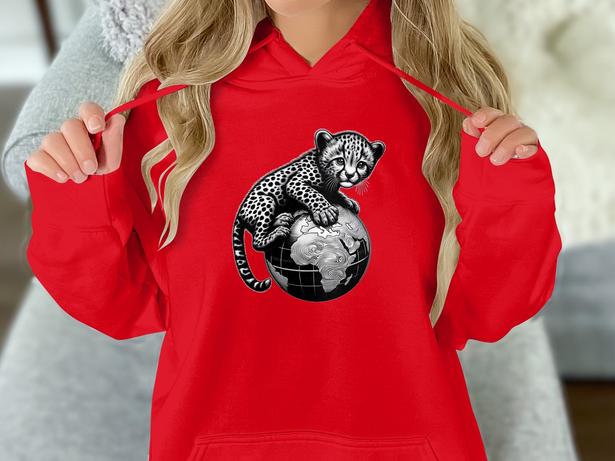 Cheetah World - Coloured Gildan Hoodie Realistic Animal Talisman Unisex Cute Tee Graphic Design