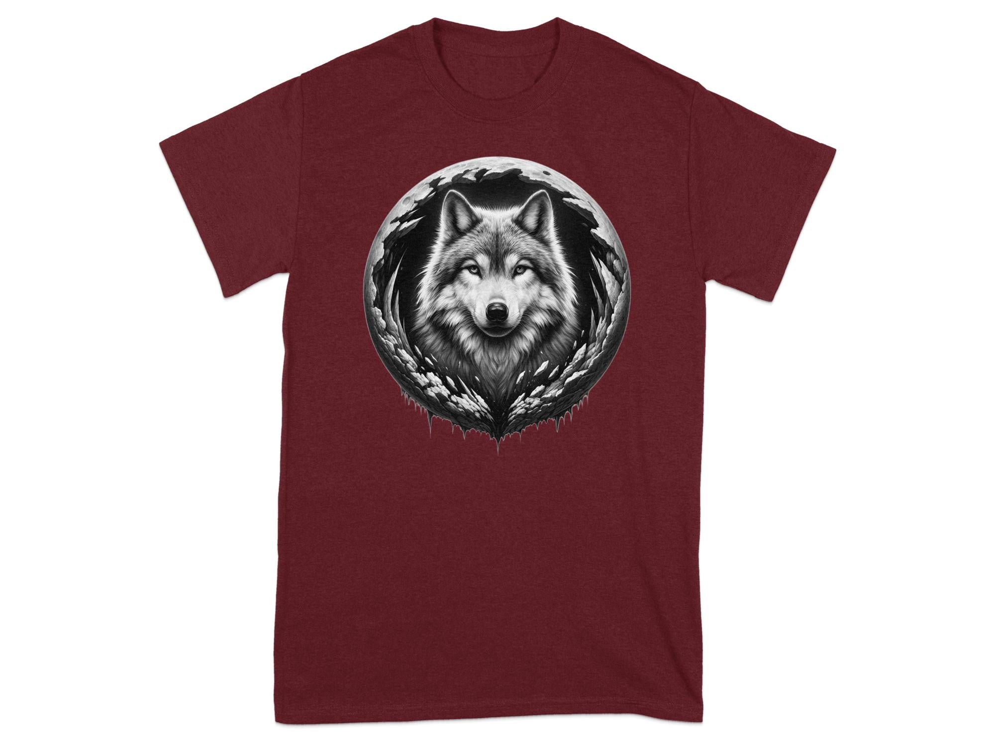 Moon Wolf - Coloured Gildan T-Shirt Realistic Animal Talisman Unisex Mythology Tee Graphic Design