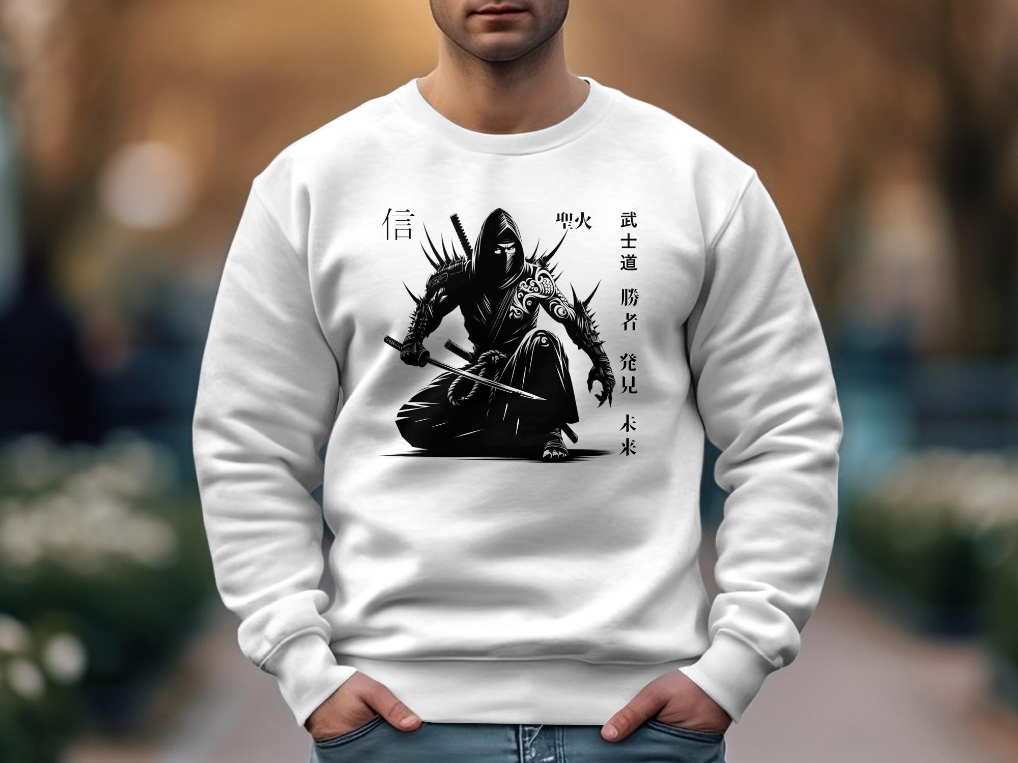 Samurai Ninja - Coloured Gildan Sweatshirt Japanese Talisman Unisex Cultural Symbolic Graphic Design