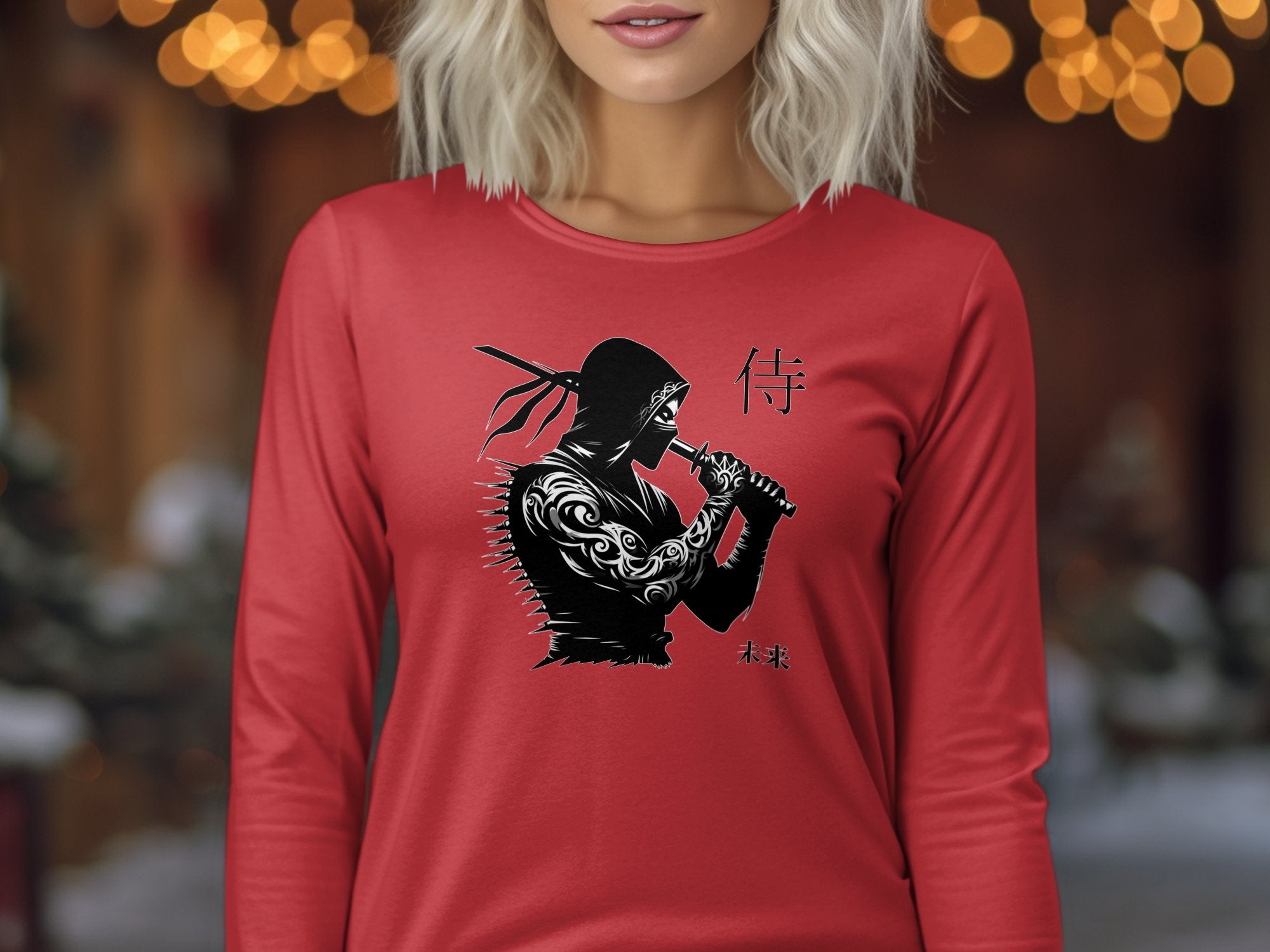 Samurai Ninja - Coloured Gildan Long Sleeve Japanese Talisman Unisex Cultural Symbolic Graphic Design