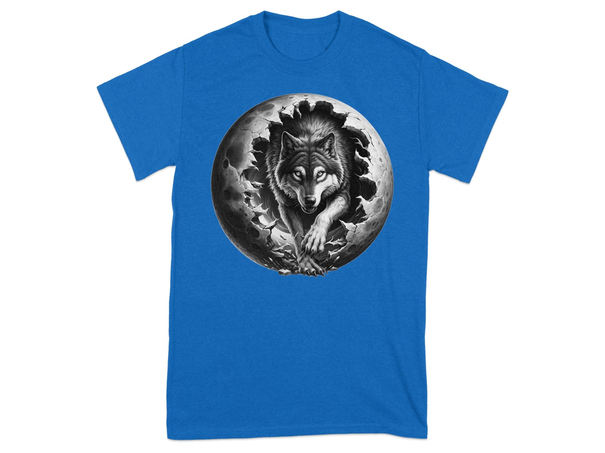 Moon Wolf - Coloured Gildan T-Shirt Realistic Animal Talisman Unisex Mythology Tee Graphic Design