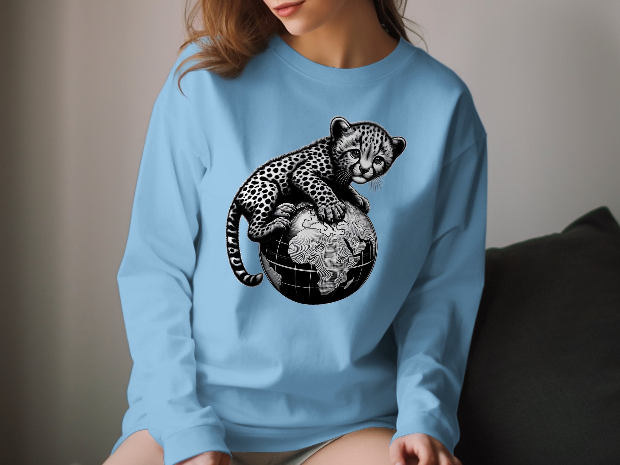 Cheetah World - Coloured Gildan Long Sleeve Realistic Animal Talisman Unisex Cute Tee Graphic Design