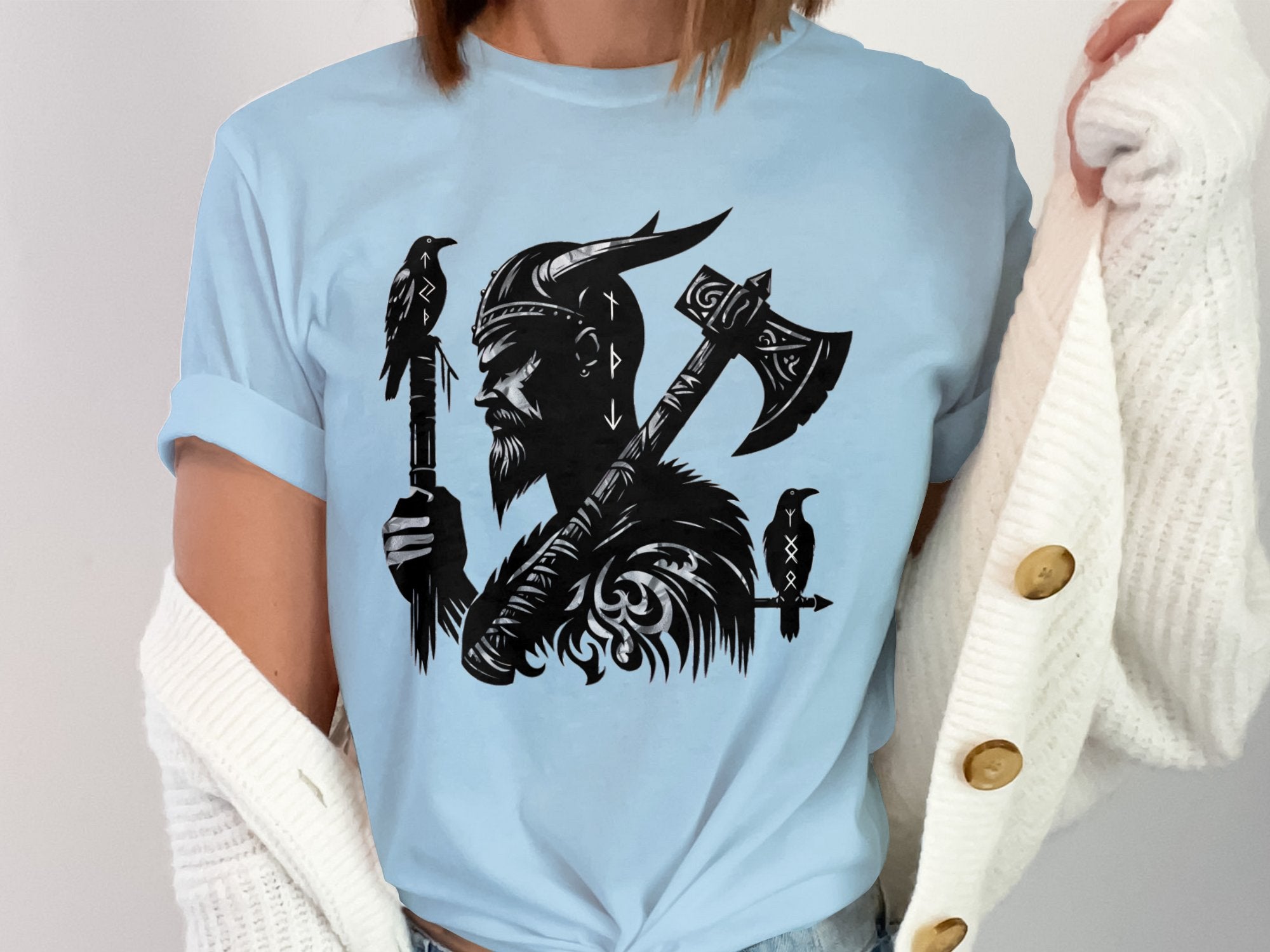 Viking Odin - Coloured Gildan T Shirt Norse Talisman Men Women Unisex Valhalla Tee