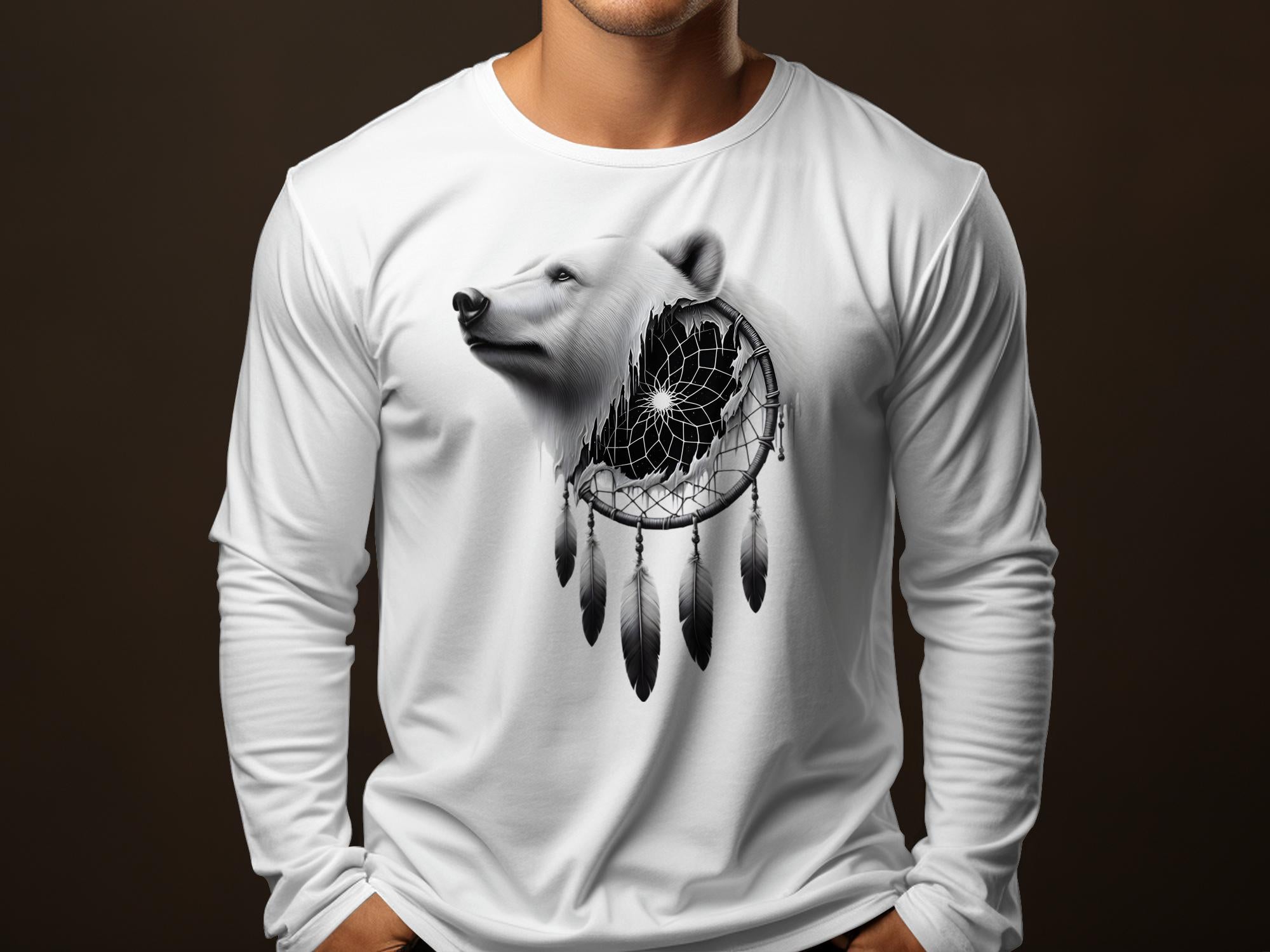 Dreamcatcher Bear - Coloured Gildan Long Sleeve Realistic Native American Talisman Unisex Mythology Tee Graphic Design