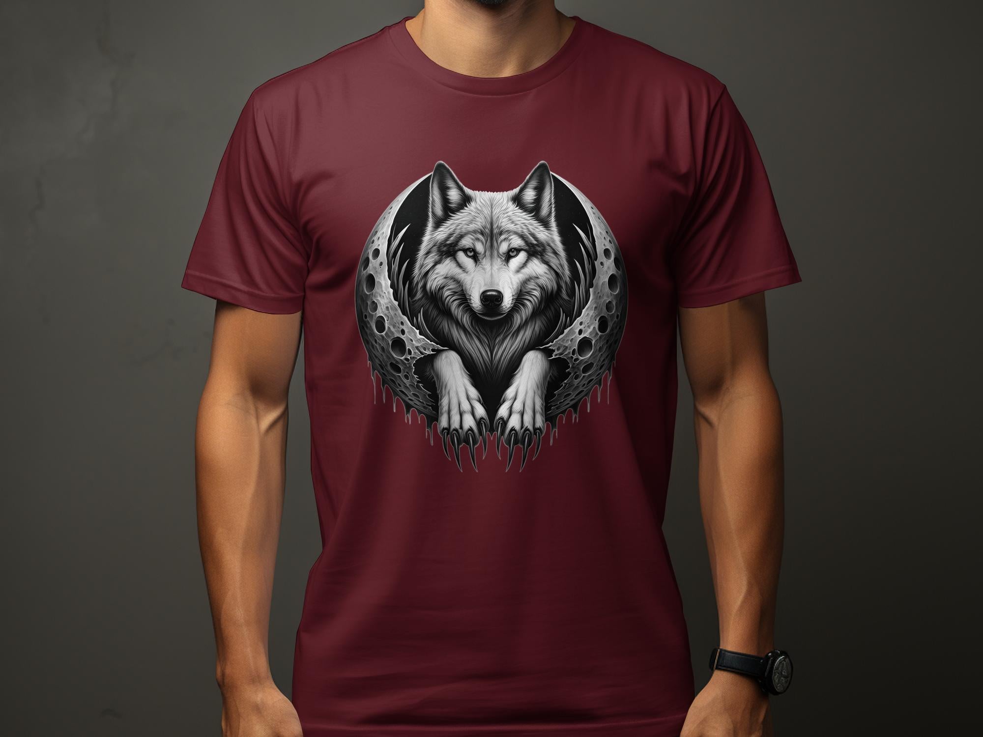 Moon Wolf - Coloured Gildan T-Shirt Realistic Animal Talisman Unisex Mythology Tee Graphic Design