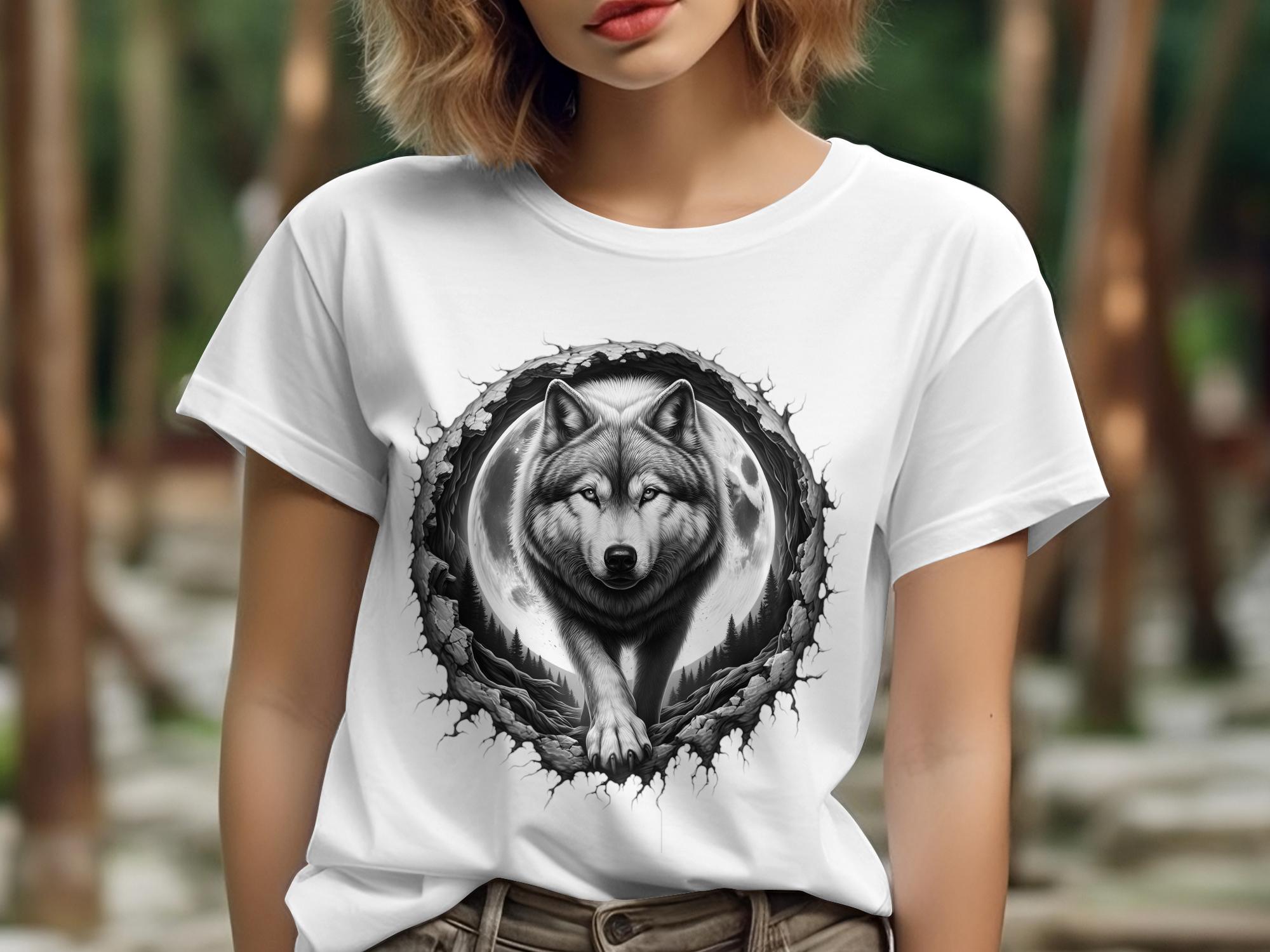 Moon Wolf - Coloured Gildan T-Shirt Realistic Animal Talisman Unisex Mythology Tee Graphic Design