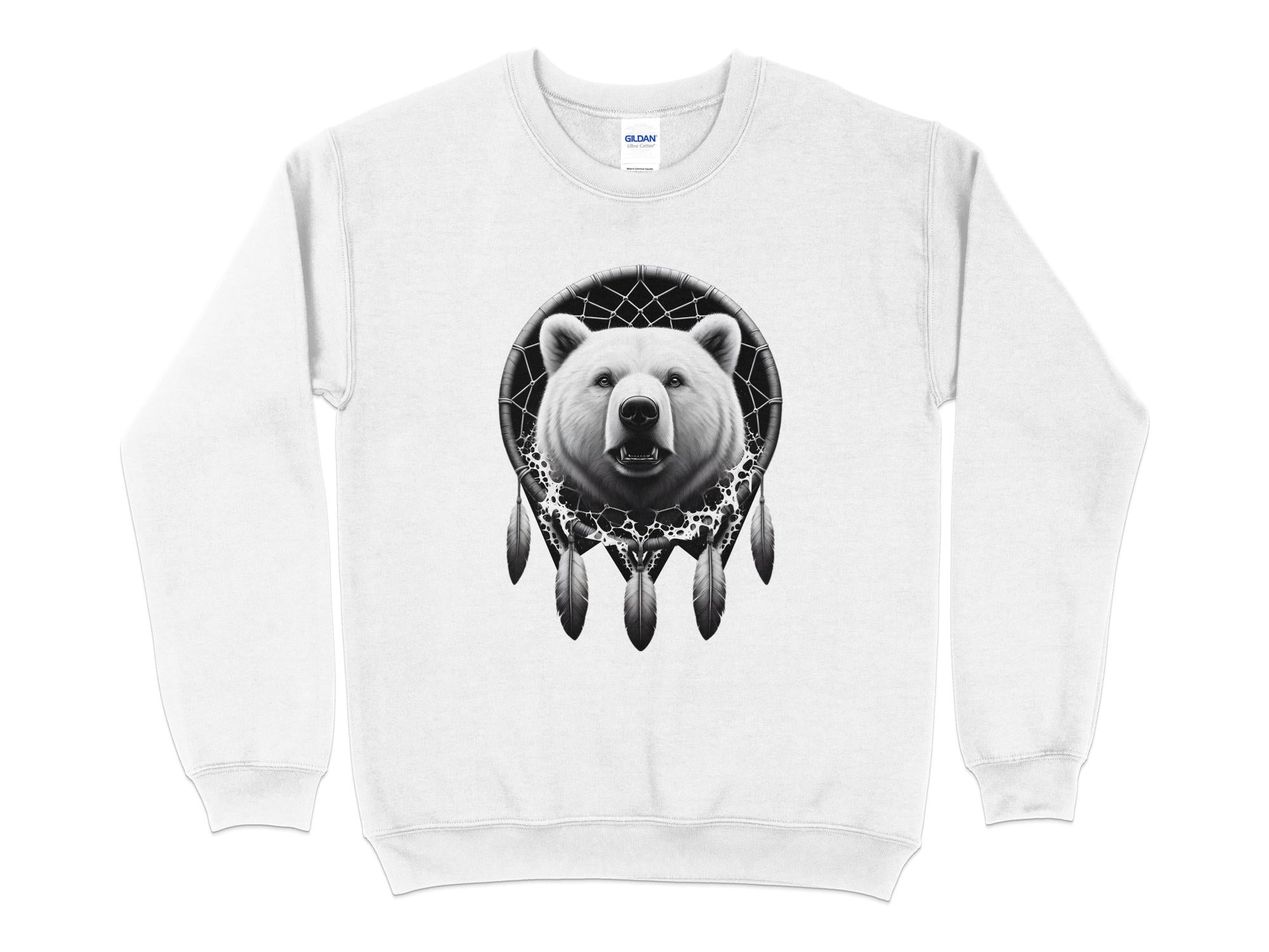 Dreamcatcher Bear - Coloured Gildan Sweatshirt Realistic Native American Talisman Unisex Mythology Tee Graphic Design