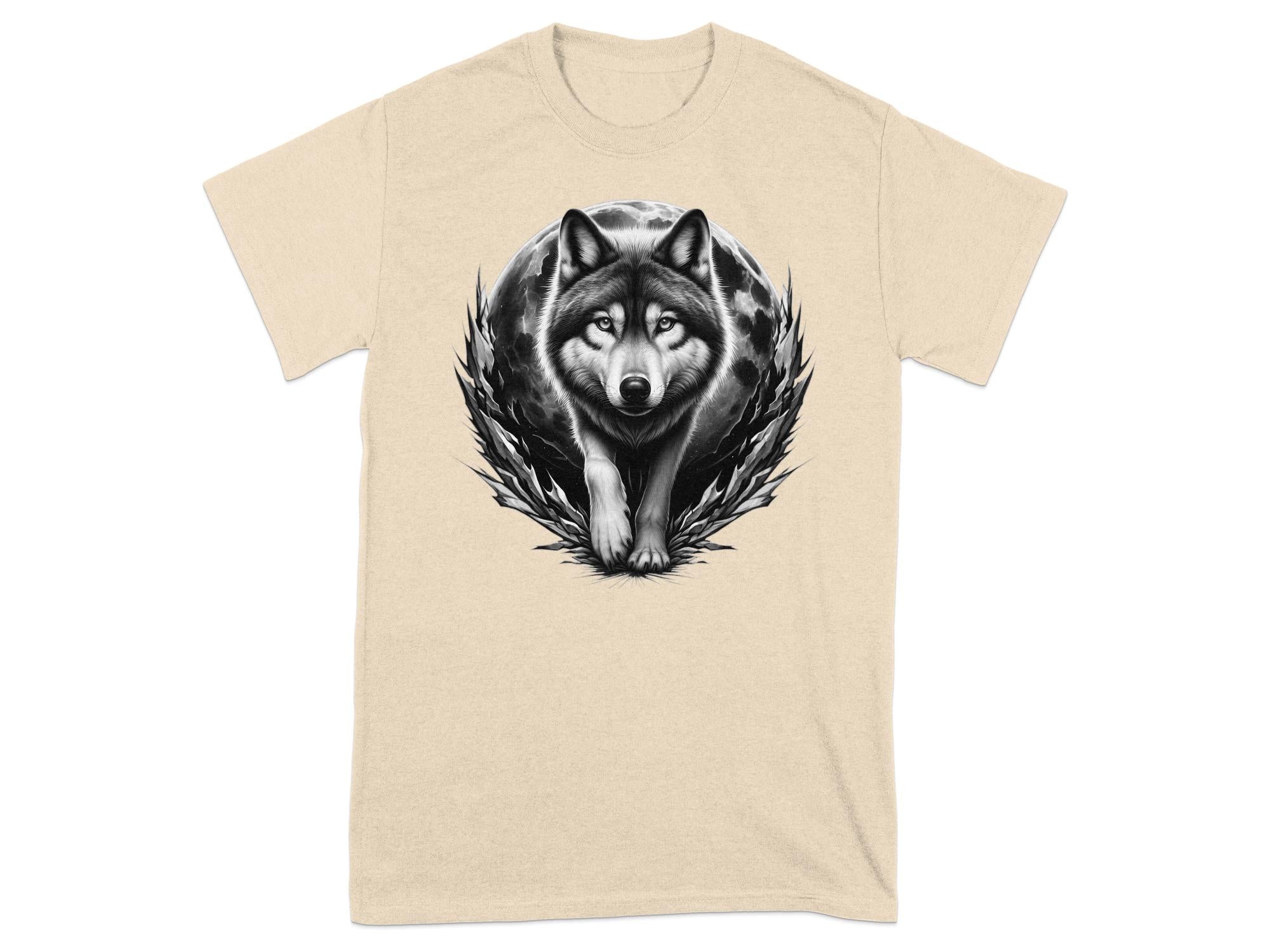 Moon Wolf - Coloured Gildan T-Shirt Realistic Animal Talisman Unisex Mythology Tee Graphic Design