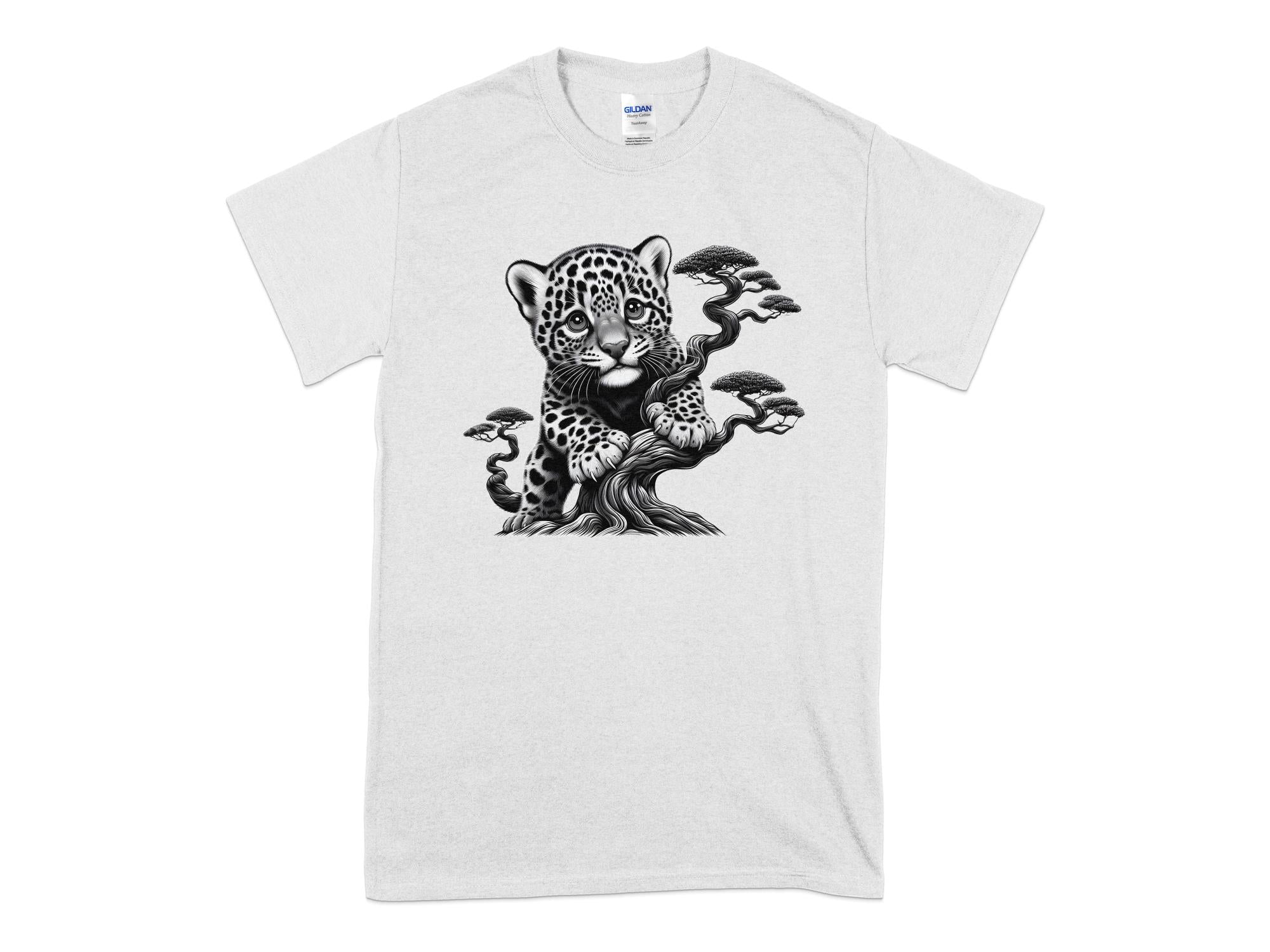 Leopard Bonsai - Coloured Gildan T-Shirt Realistic Animal Talisman Unisex Cute Tee Graphic Design