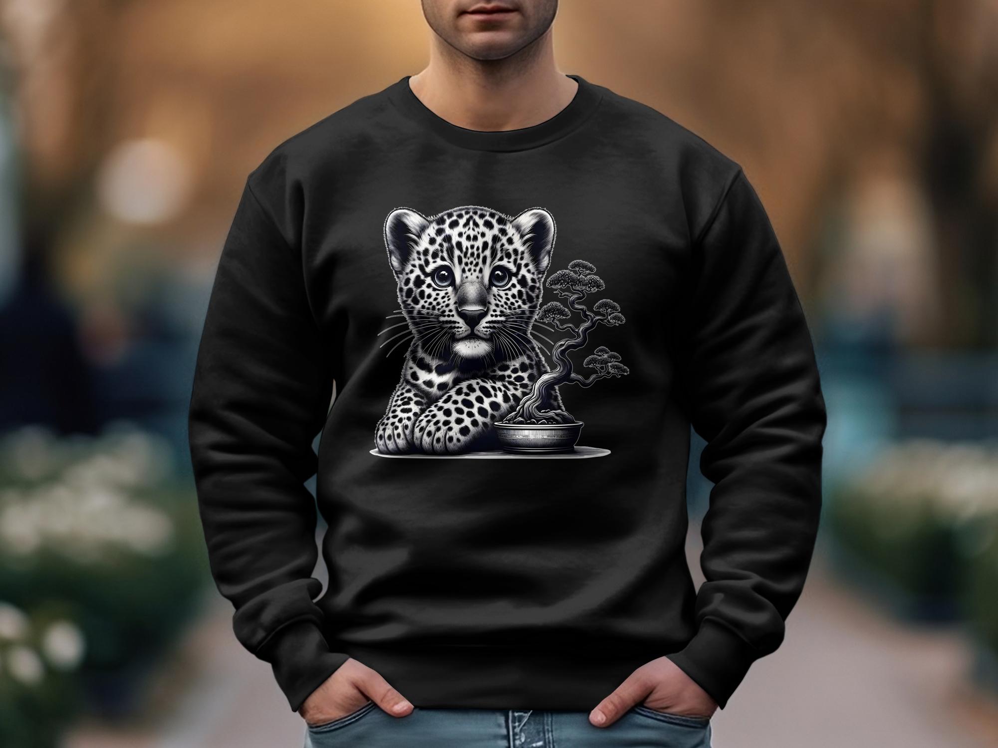 Leopard Bonsai - Coloured Gildan Sweatshirt Realistic Animal Talisman Unisex Cute Tee Graphic Design