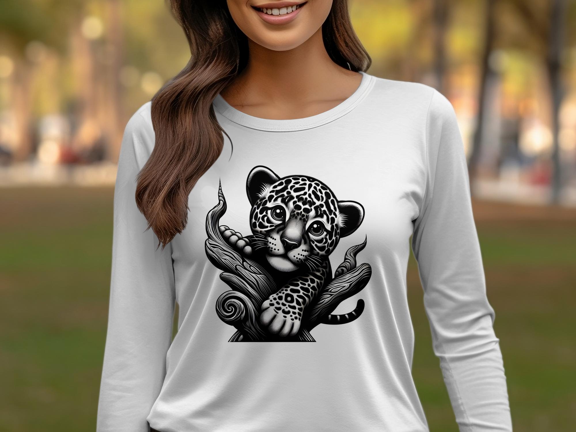 Leopard Bonsai - Coloured Gildan Long Sleeve Realistic Animal Talisman Unisex Cute Tee Graphic Design