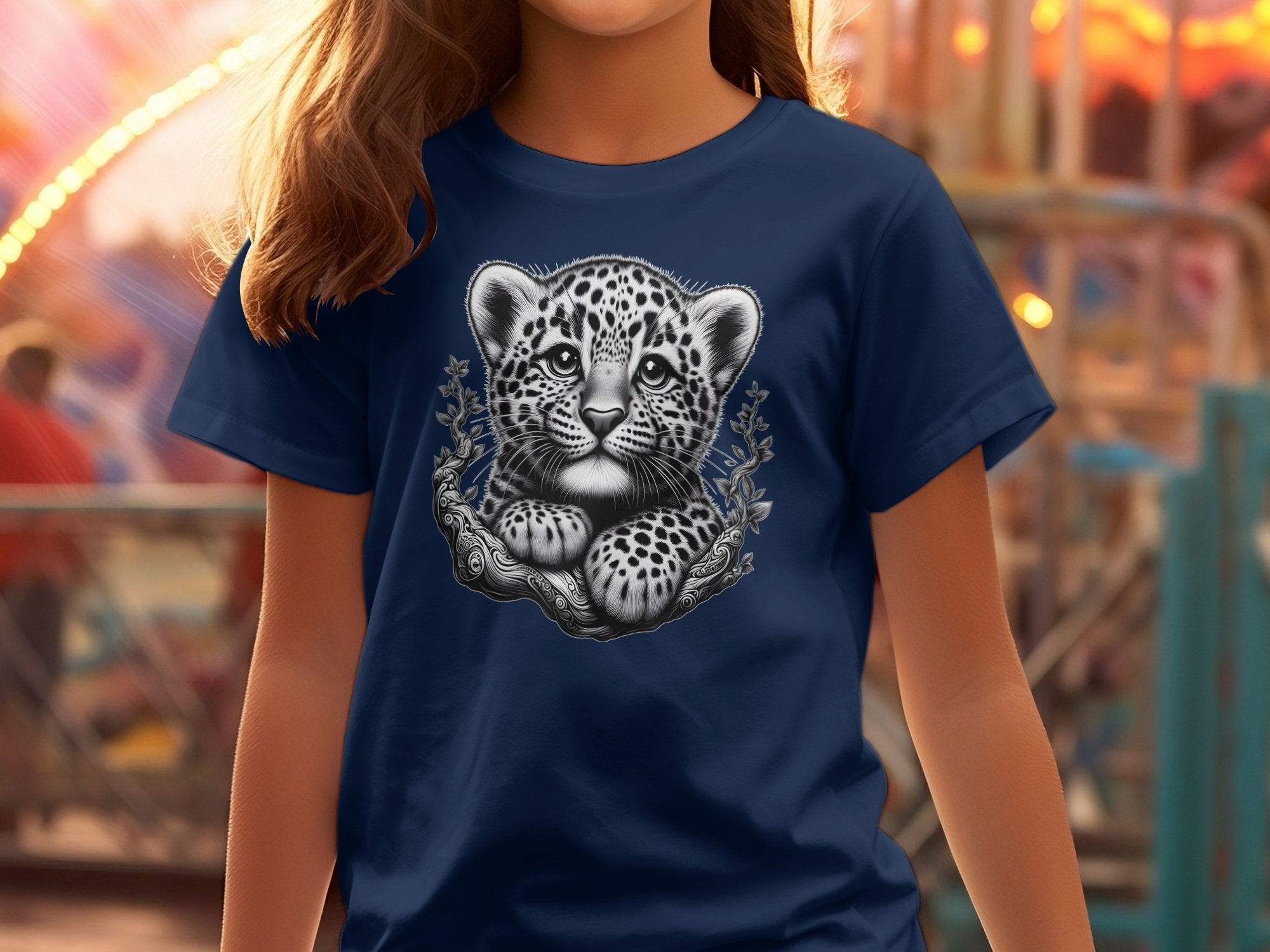 Leopard Bonsai - Coloured Gildan Kids T-Shirt Realistic Animal Talisman Unisex Cute Tee Graphic Design