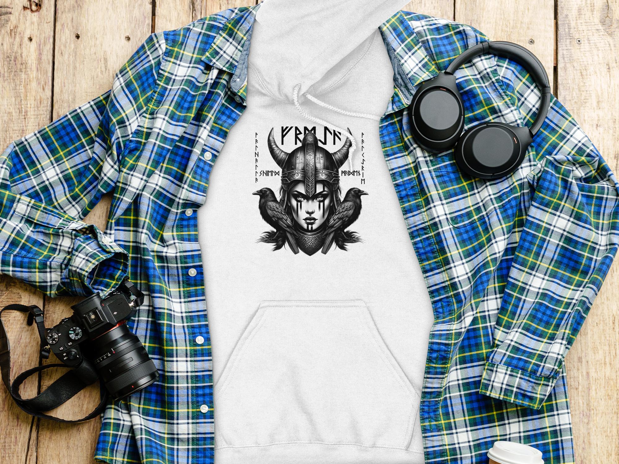 Viking Shield Maiden - Coloured Gildan Hoodie Realistic Norse Talisman Men Women Unisex Valhalla Tee Graphic Design