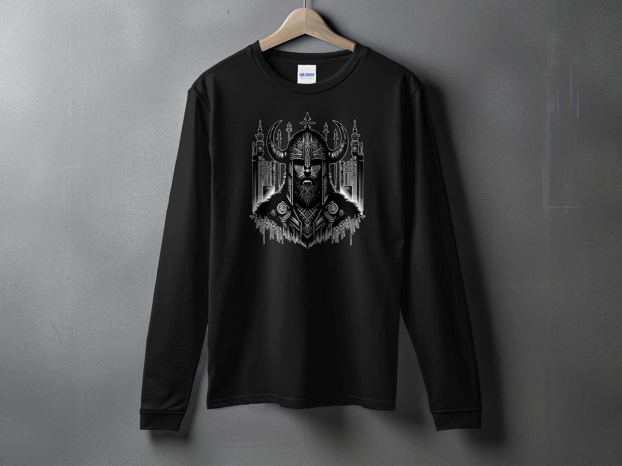 Viking Resolve - Coloured Gildan Long Sleeve Realistic Norse Talisman Men Women Unisex Valhalla Tee Graphic Design