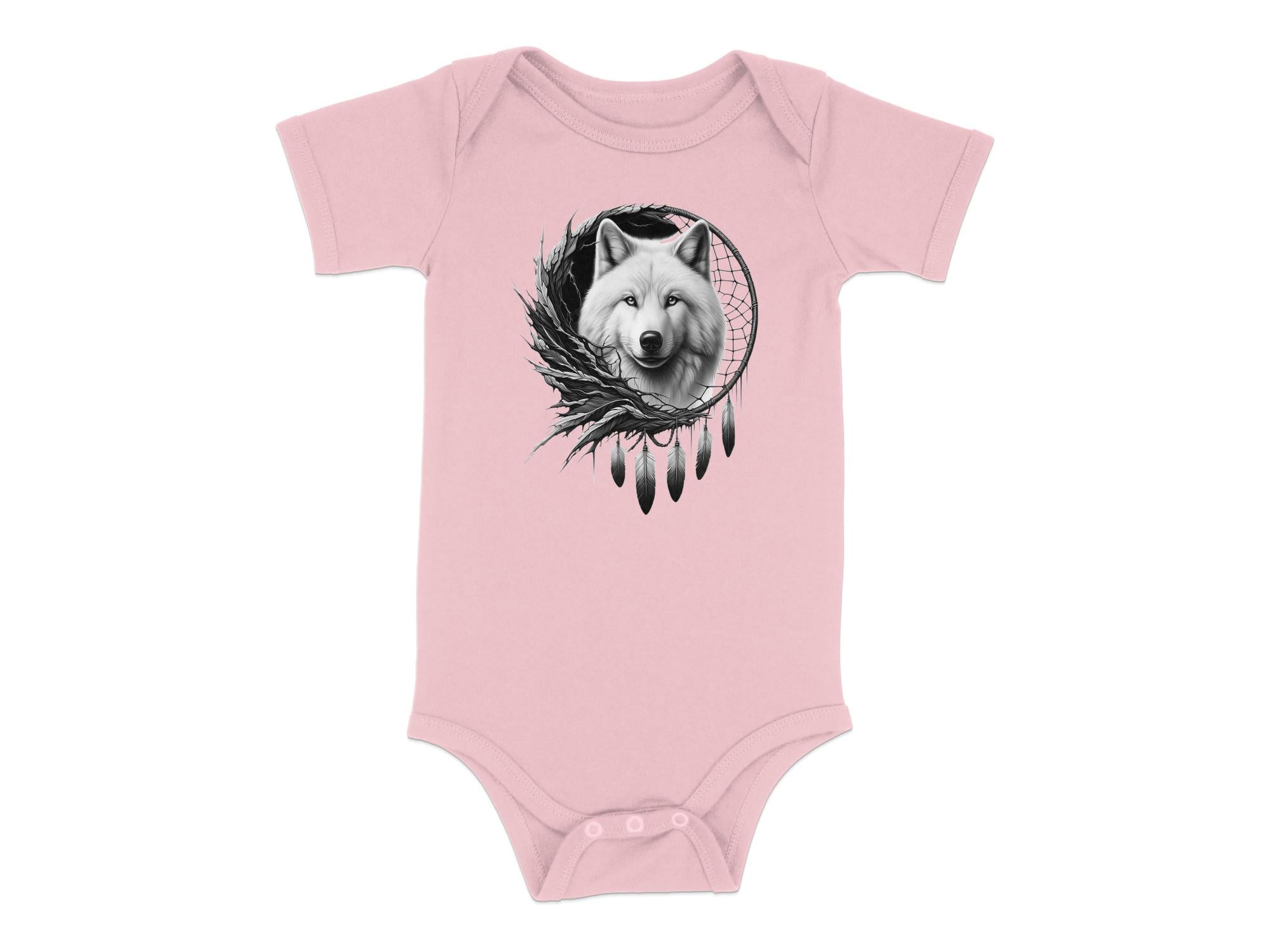 Dreamcatcher Wolf - Coloured Toddler Bodysuit Realistic Native American Talisman Unisex Mythology Tee Graphic Design