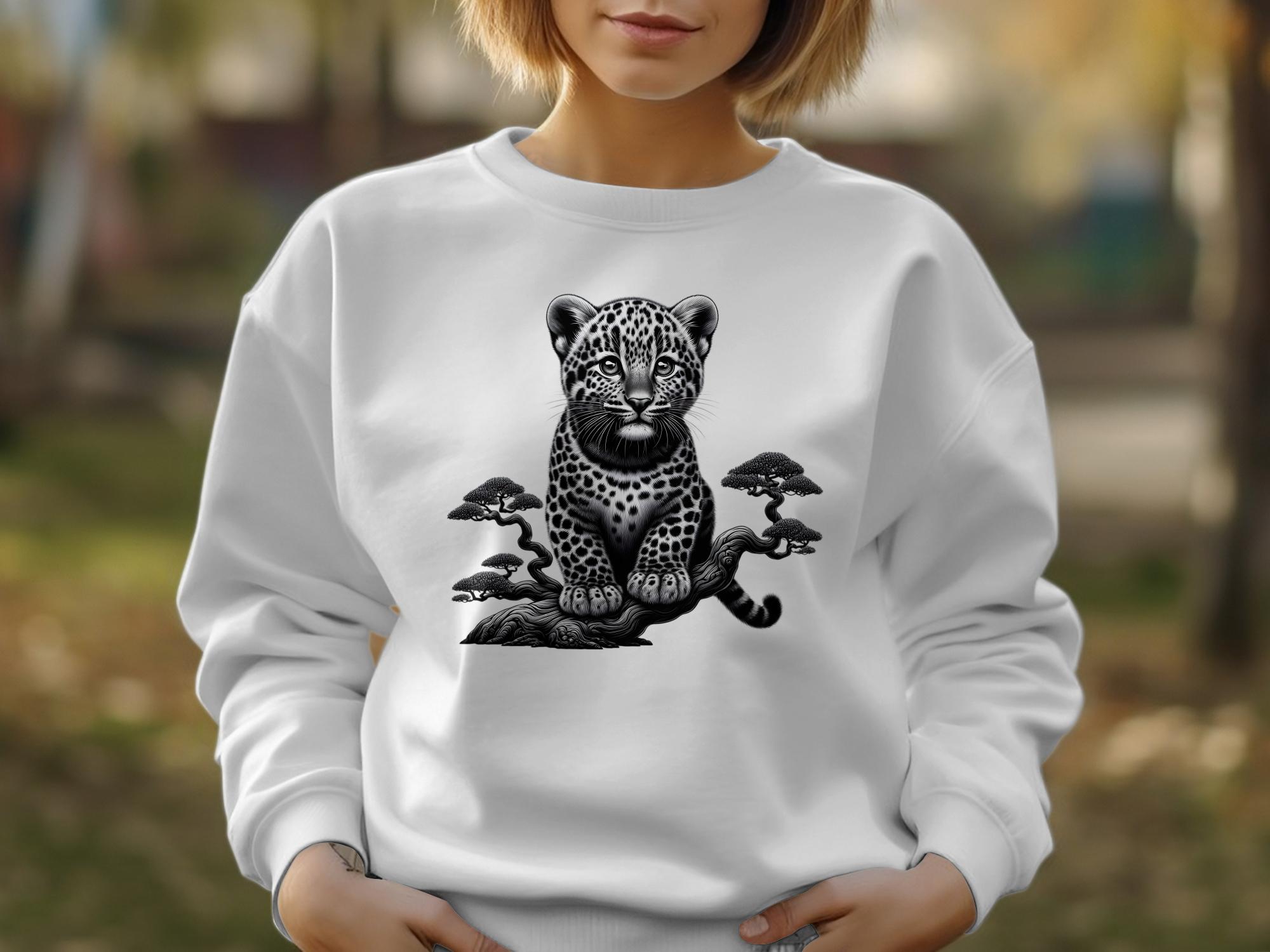 Leopard Bonsai - Coloured Gildan Sweatshirt Realistic Animal Talisman Unisex Cute Tee Graphic Design