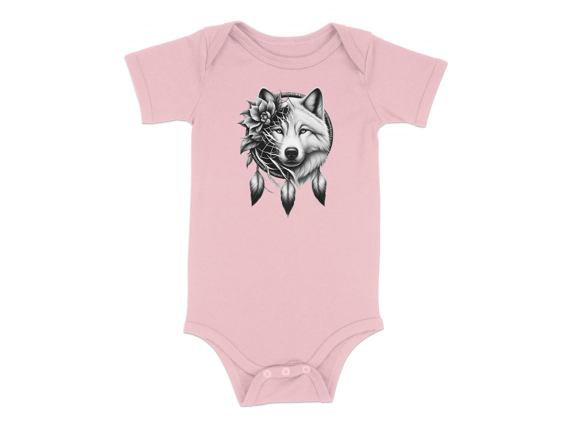 Dreamcatcher Wolf - Coloured Toddler Bodysuit Realistic Native American Talisman Unisex Mythology Tee Graphic Design