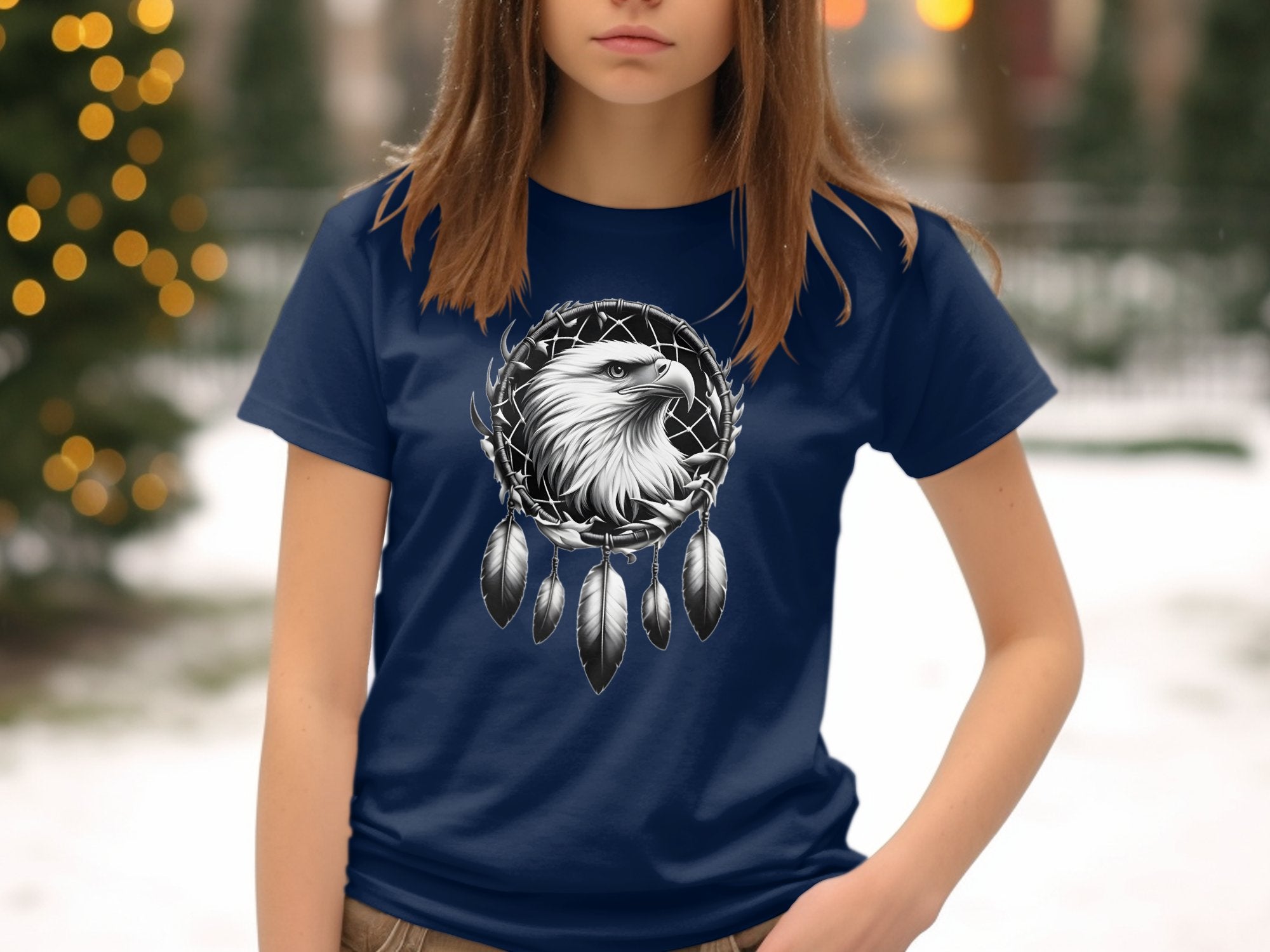 Dreamcatcher Eagle - Coloured Gildan Kids T-Shirt Realistic Native American Talisman Unisex Mythology Tee Graphic Design