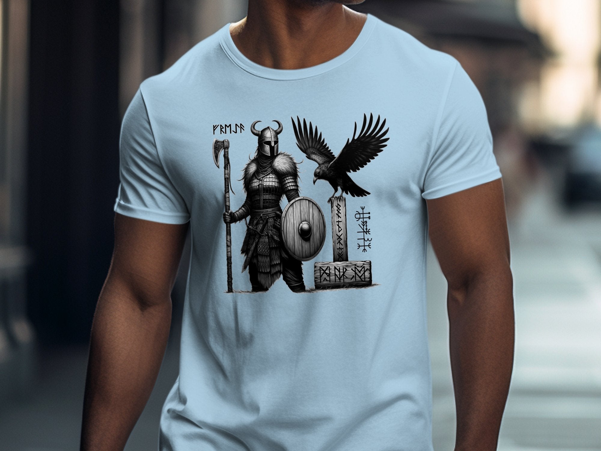 Viking Shield Maiden - Coloured Gildan T Shirt Realistic Norse Talisman Men Women Unisex Valhalla Tee Graphic Design