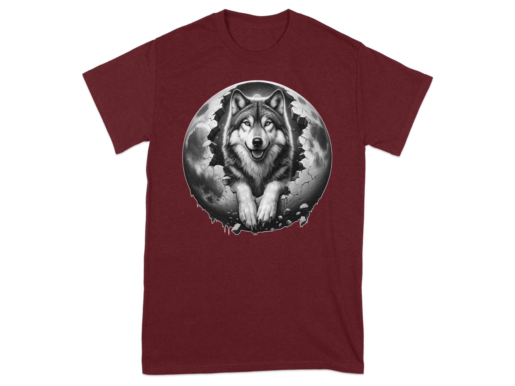 Moon Wolf - Coloured Gildan T-Shirt Realistic Animal Talisman Unisex Mythology Tee Graphic Design