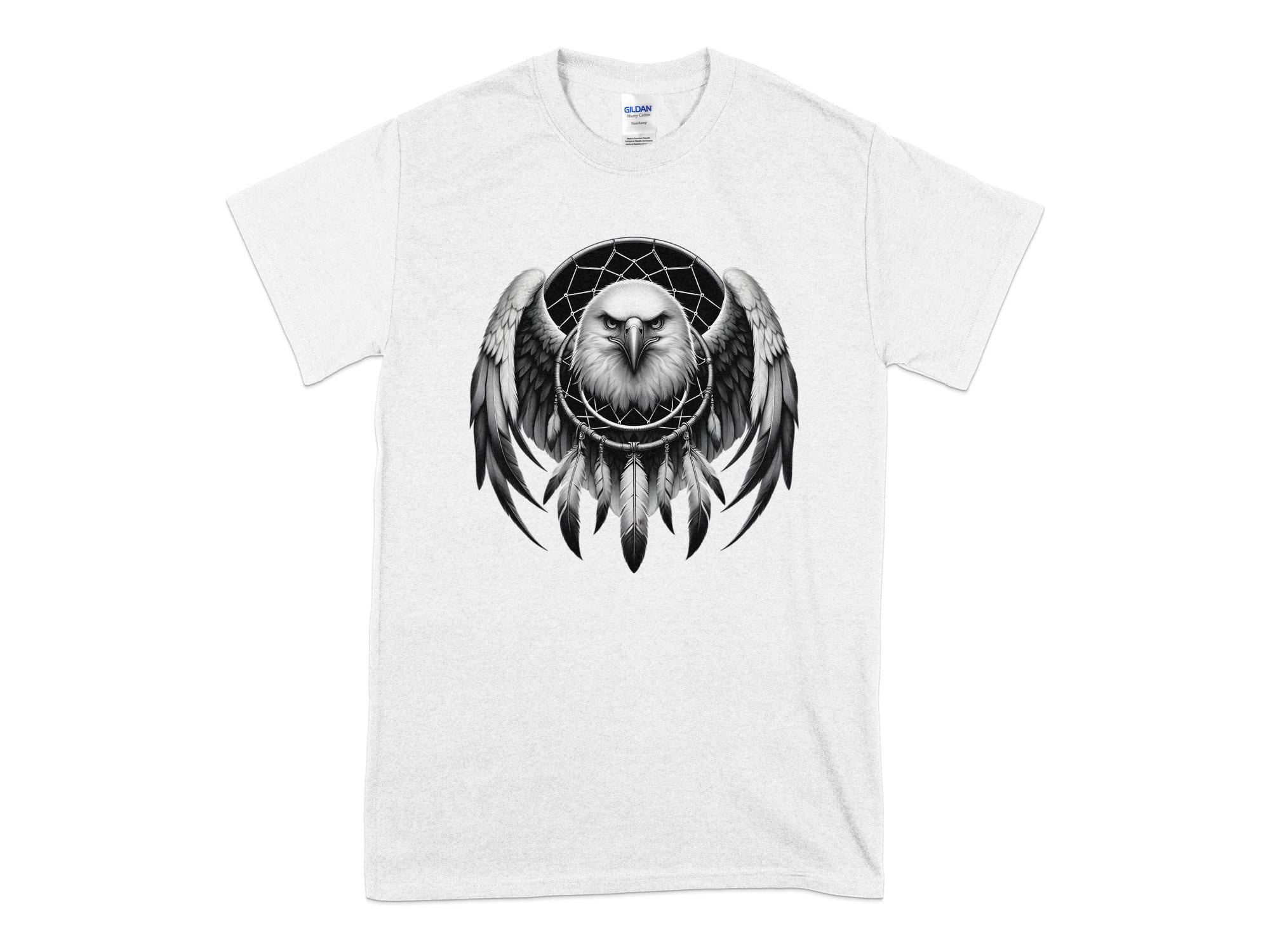 Dreamcatcher Eagle - Coloured Gildan T-Shirt Realistic Native American Talisman Unisex Mythology Tee Graphic Design