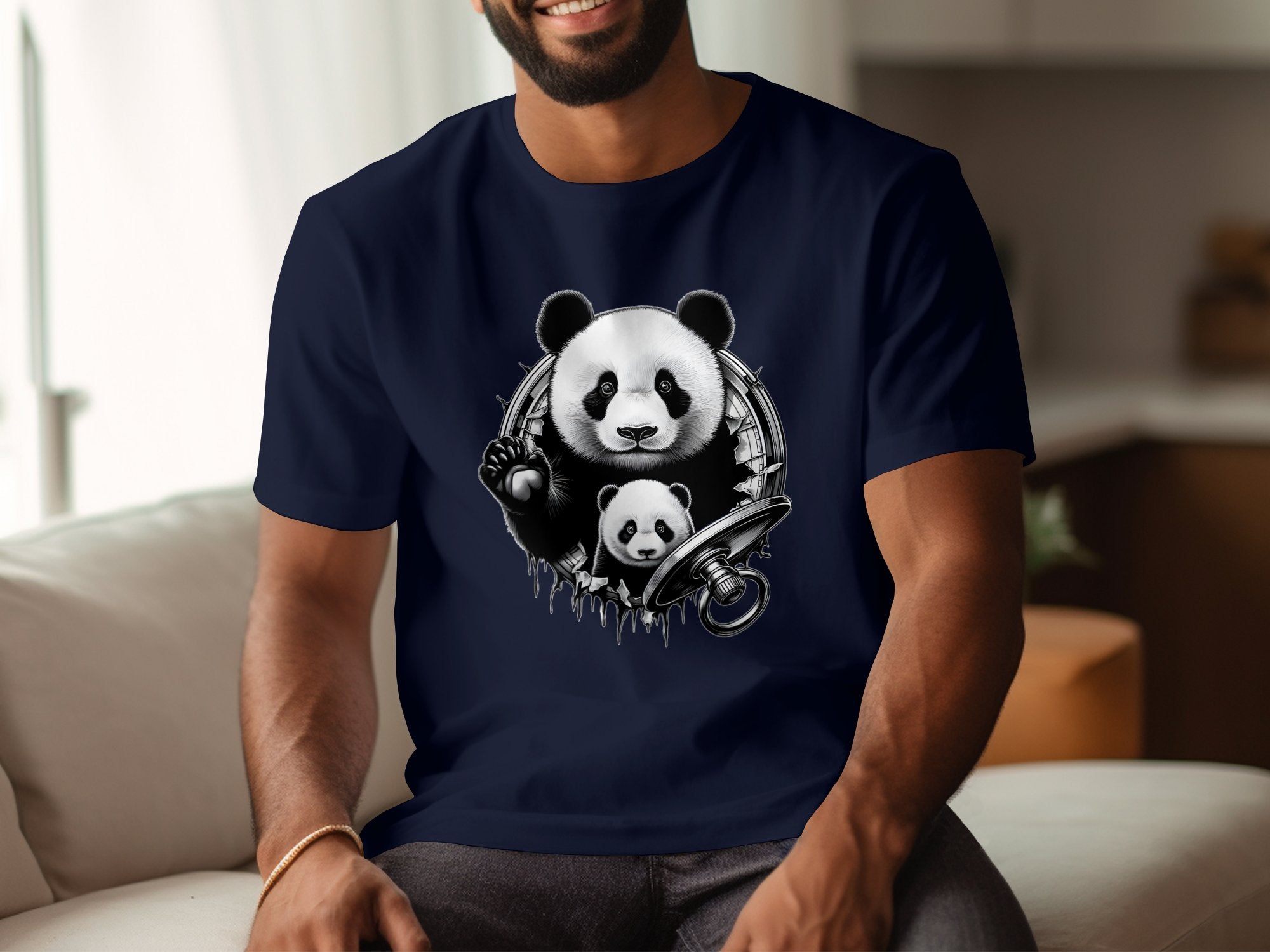 Panda - Coloured Gildan T-Shirt Realistic Animal Talisman Unisex Cute Tee Graphic Design