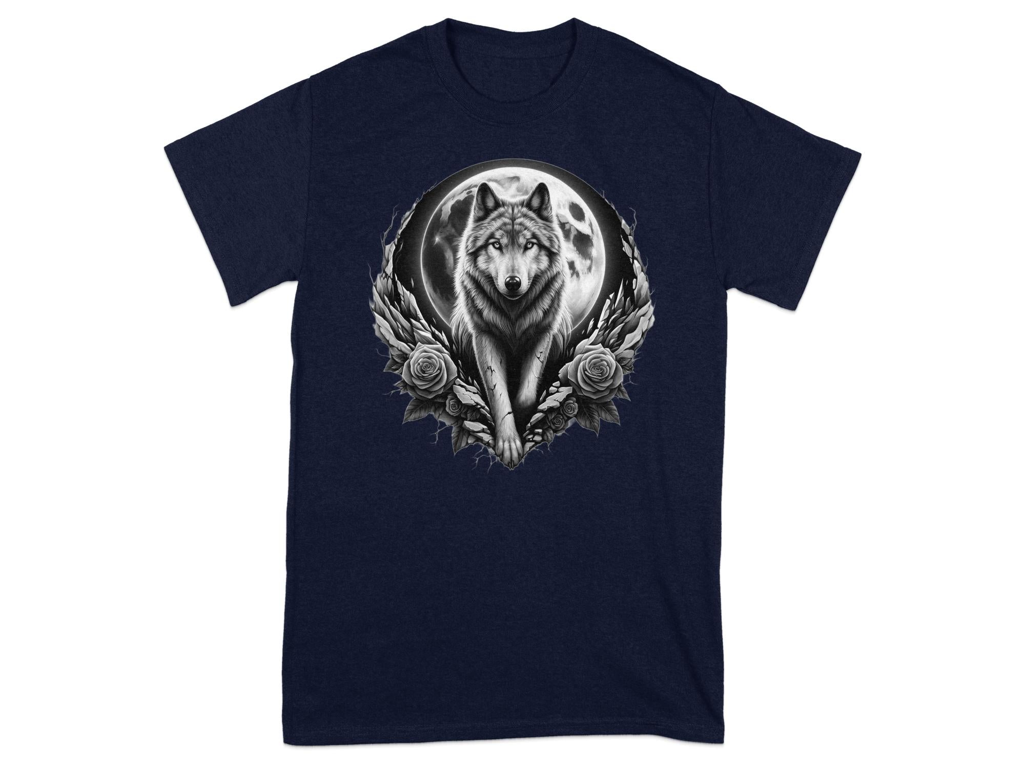 Moon Wolf - Coloured Gildan T-Shirt Realistic Animal Talisman Unisex Mythology Tee Graphic Design