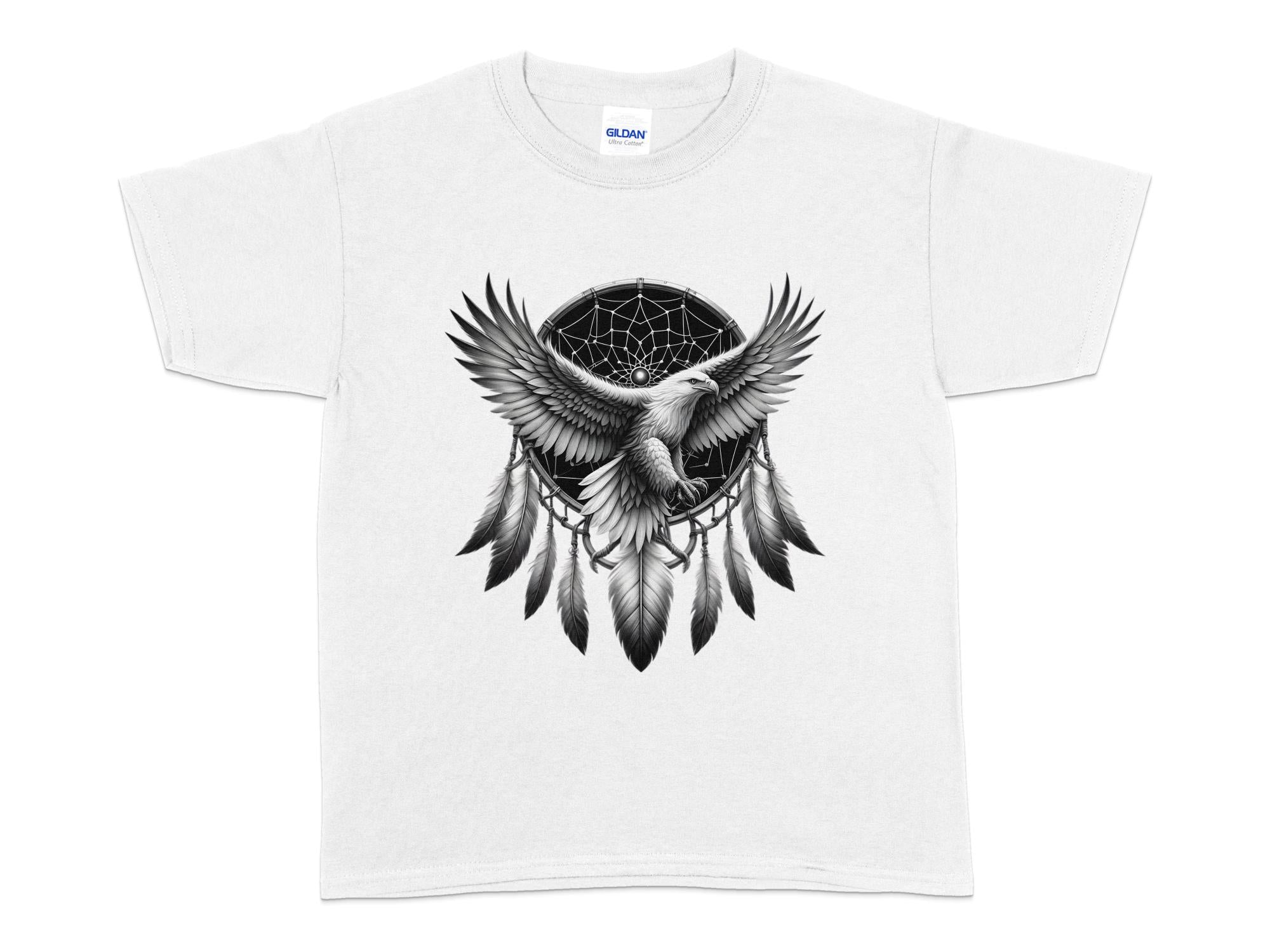 Dreamcatcher Eagle - Coloured Gildan Kids T-Shirt Realistic Native American Talisman Unisex Mythology Tee Graphic Design