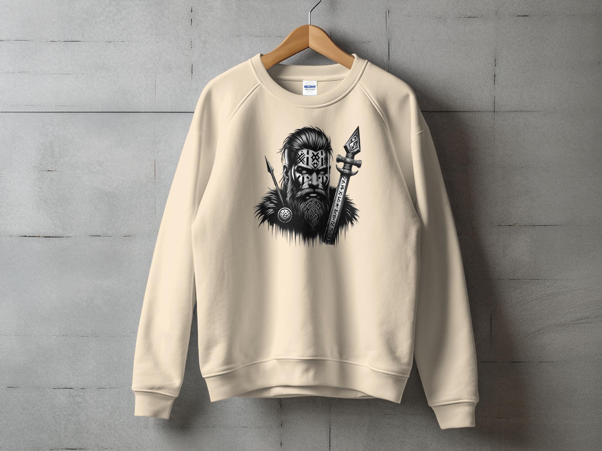 Viking Stoic - Coloured Gildan Sweatshirt Realistic Norse Talisman Men Women Unisex Valhalla Tee Graphic Design