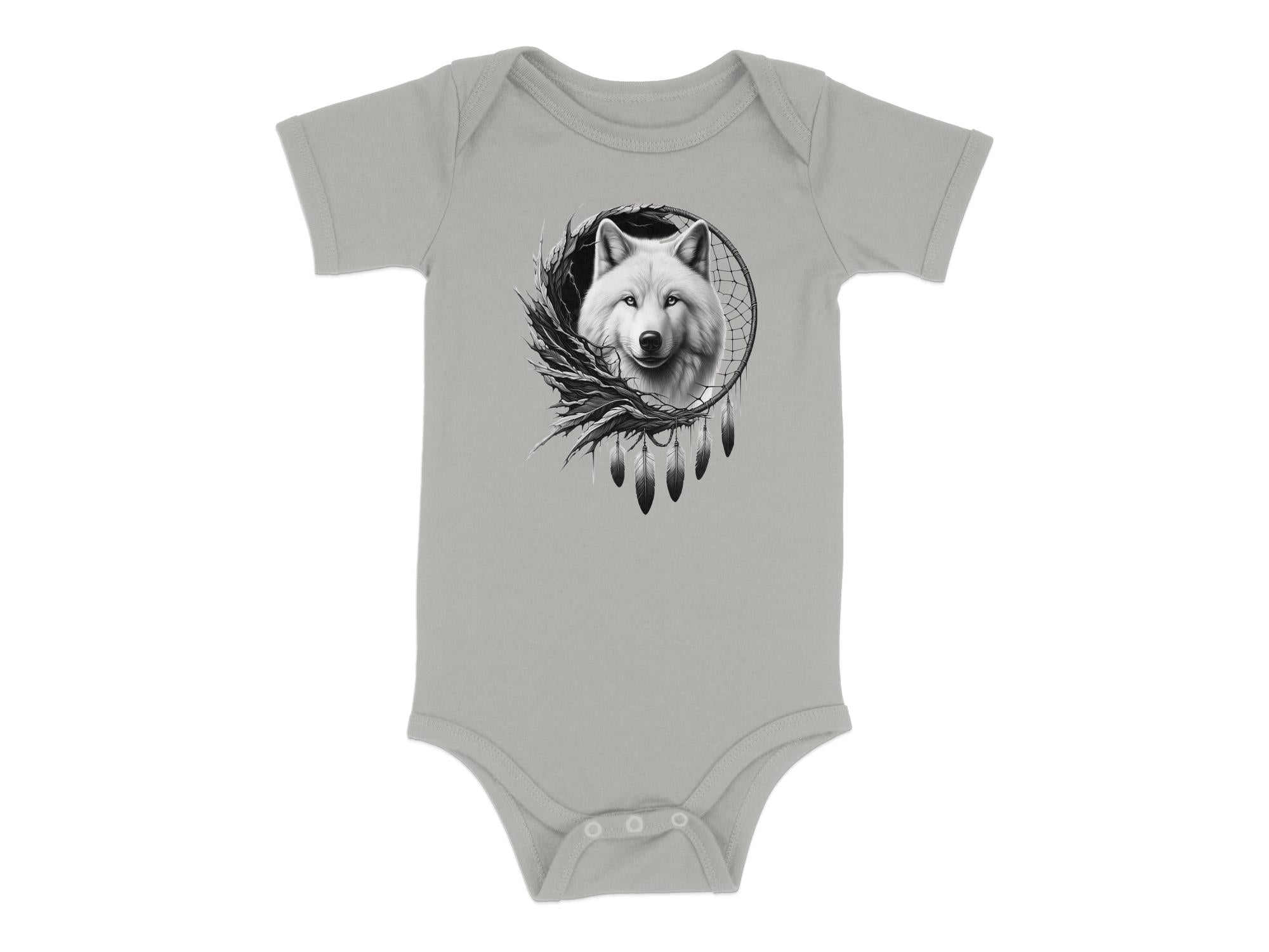 Dreamcatcher Wolf - Coloured Toddler Bodysuit Realistic Native American Talisman Unisex Mythology Tee Graphic Design