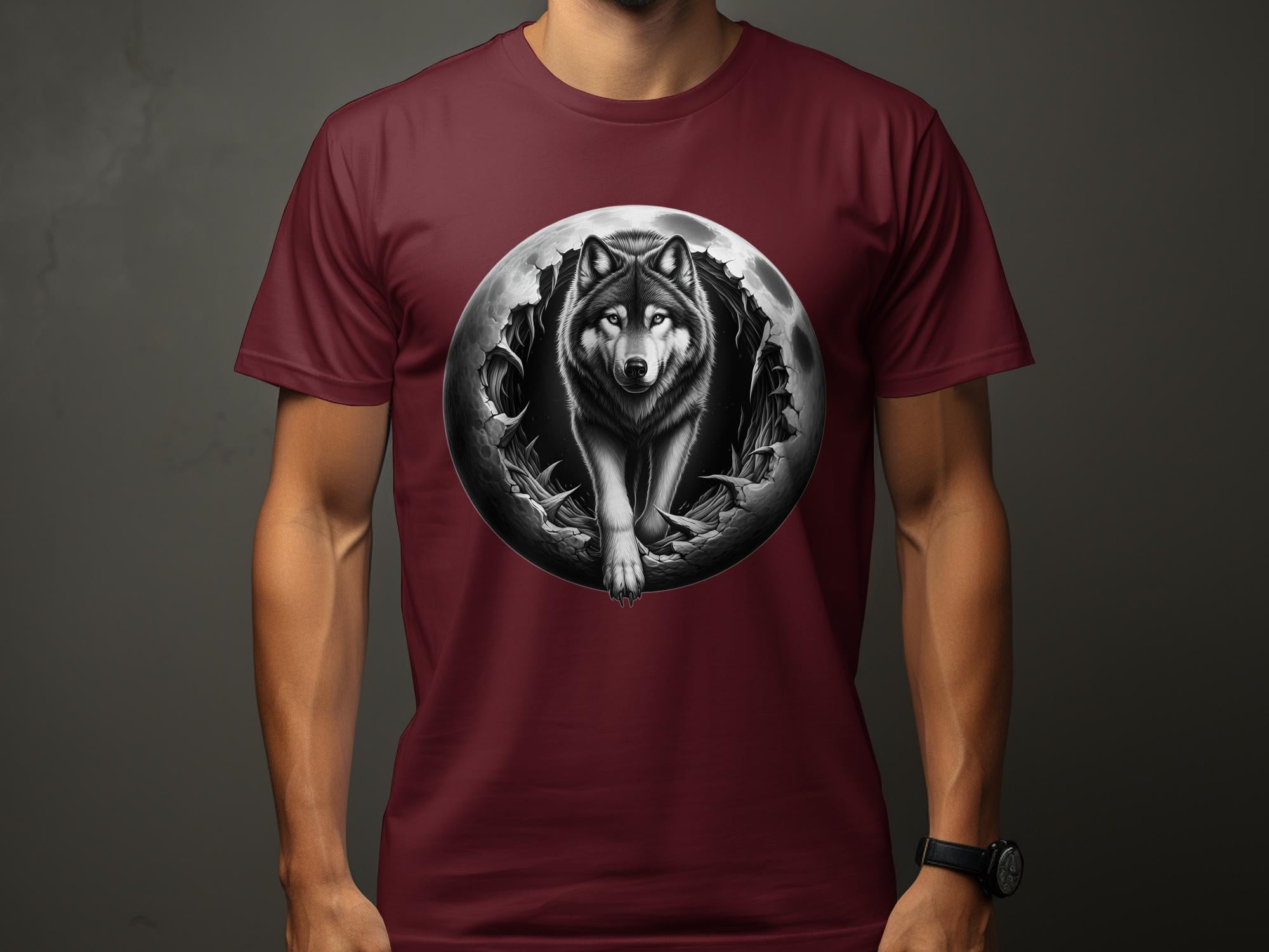 Moon Wolf - Coloured Gildan T-Shirt Realistic Animal Talisman Unisex Mythology Tee Graphic Design