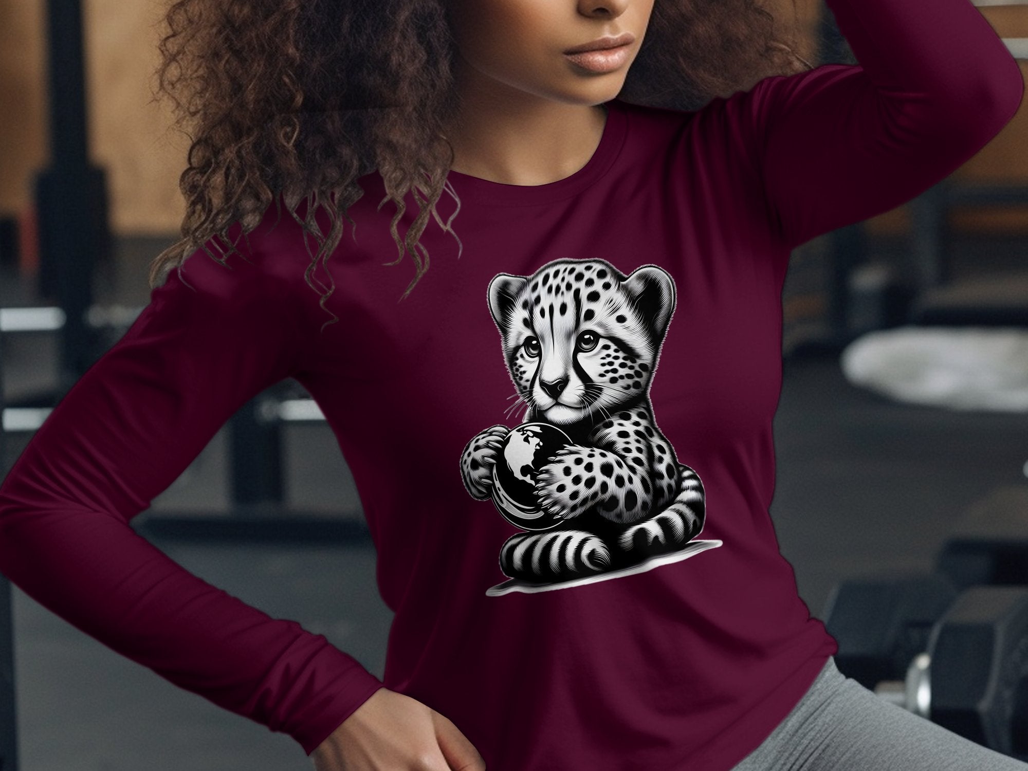 Cheetah World - Coloured Gildan Long Sleeve Realistic Animal Talisman Unisex Cute Tee Graphic Design