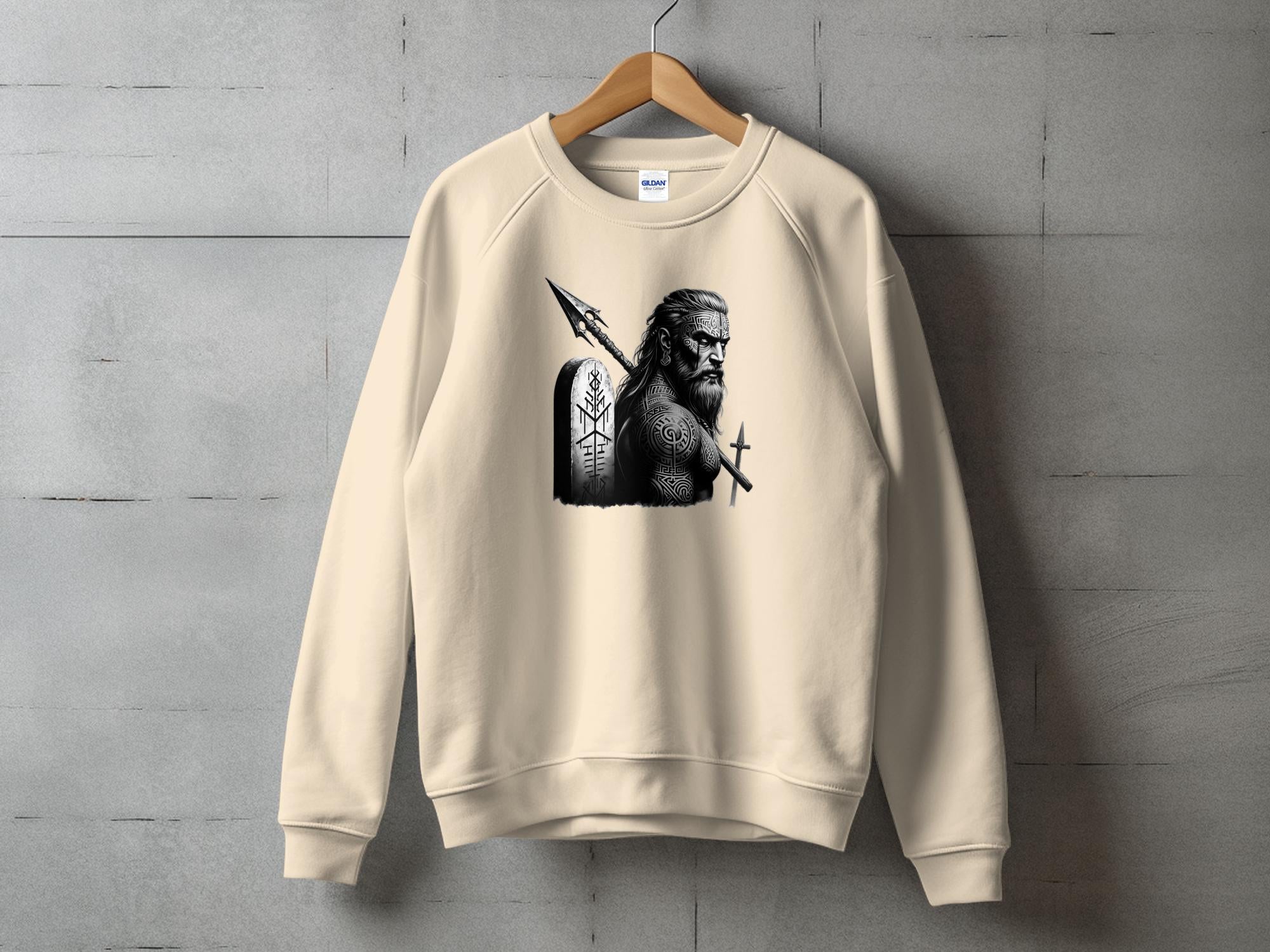 Viking Heroism - Coloured Gildan Sweatshirt Realistic Norse Talisman Men Women Unisex Valhalla Tee Graphic Design