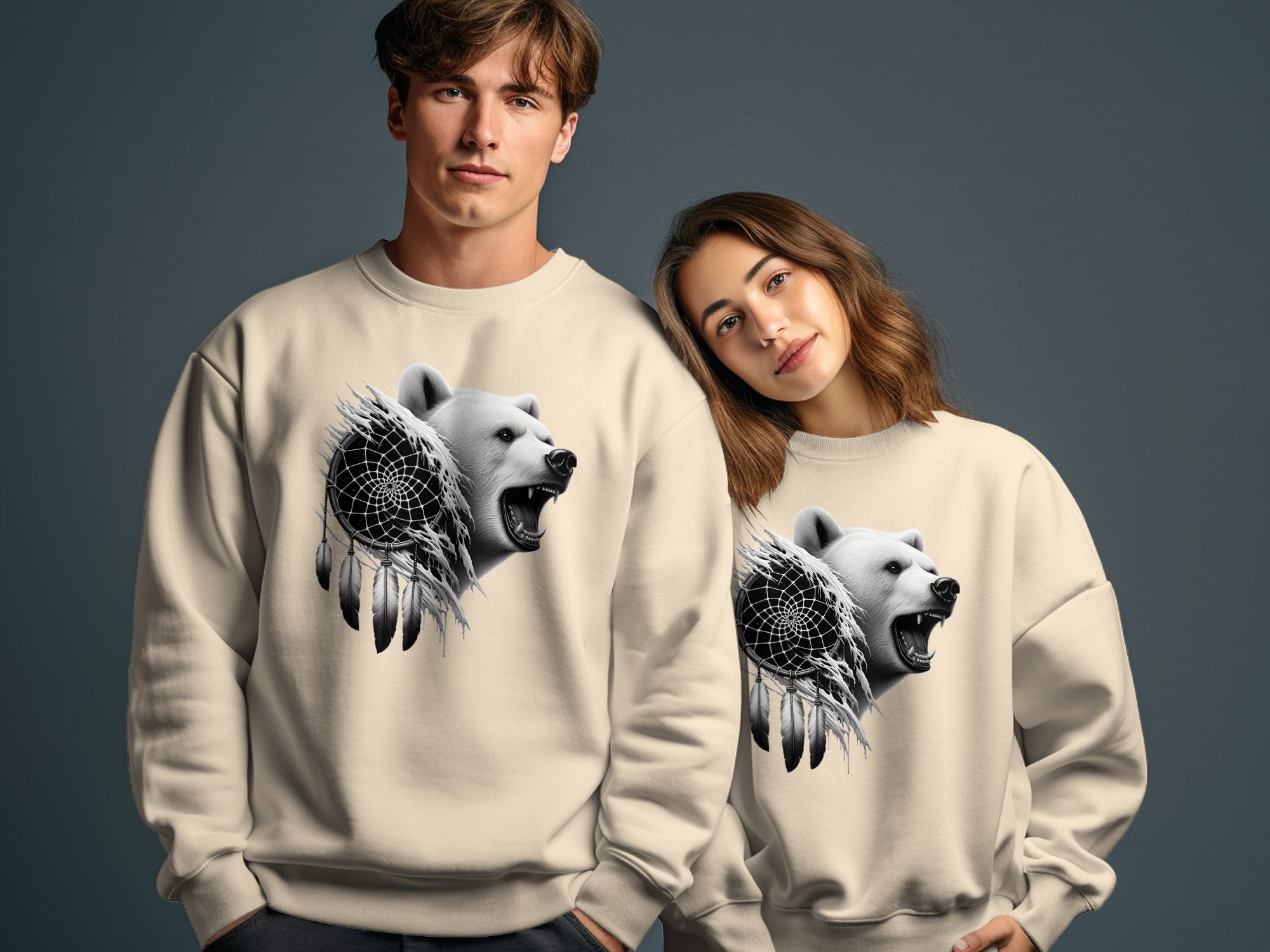 Dreamcatcher Bear - Coloured Gildan Sweatshirt Realistic Native American Talisman Unisex Mythology Tee Graphic Design