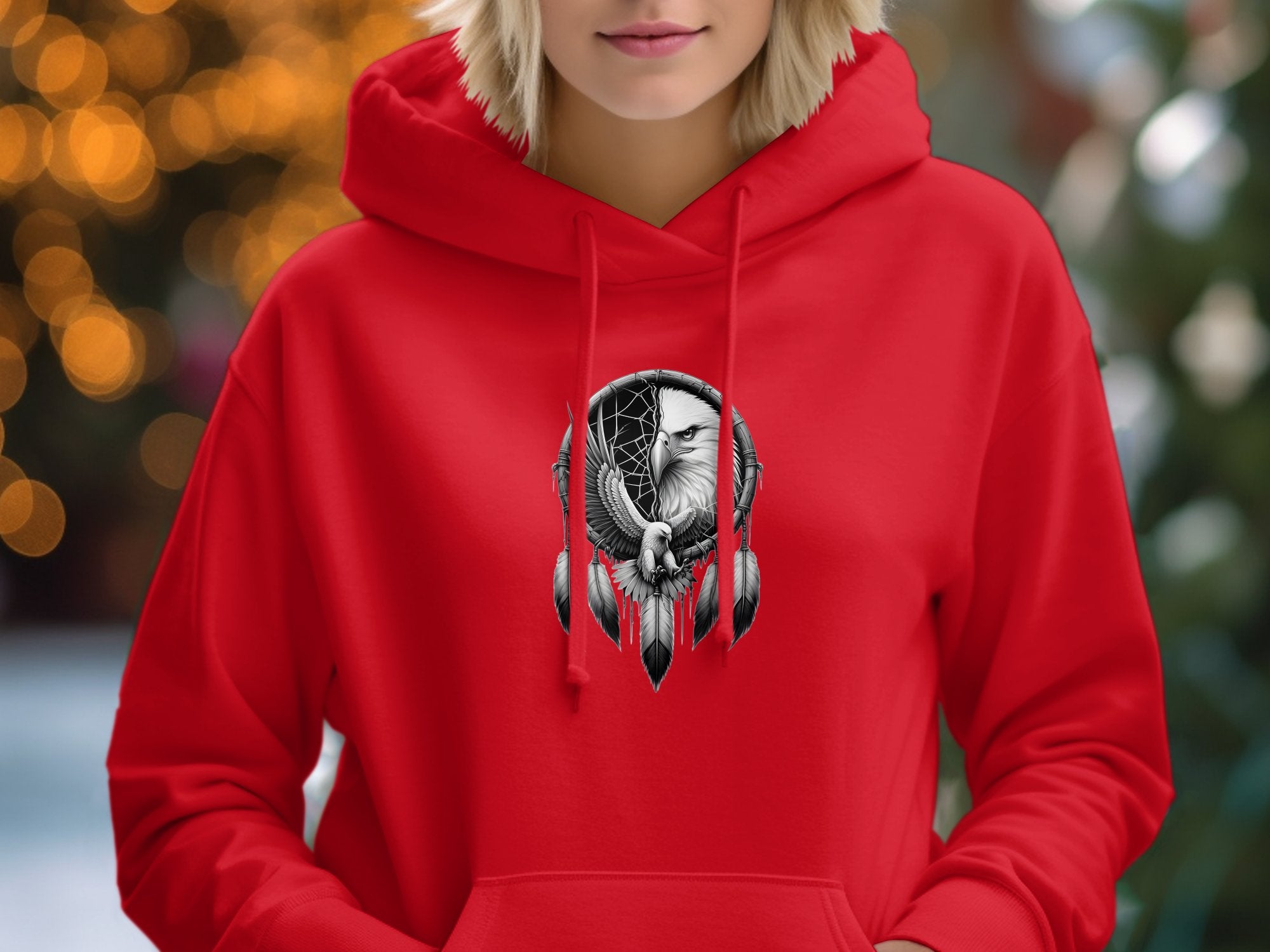 Dreamcatcher Eagle - Coloured Gildan Hoodie Realistic Native American Talisman Unisex Mythology Tee Graphic Design