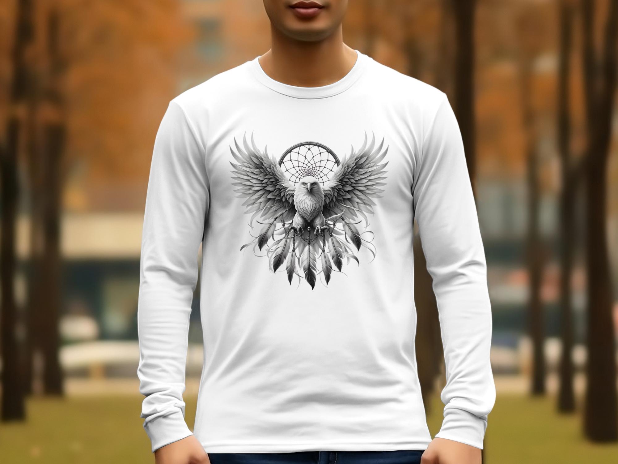 Dreamcatcher Eagle - Coloured Gildan Long Sleeve Realistic Native American Talisman Unisex Mythology Tee Graphic Design