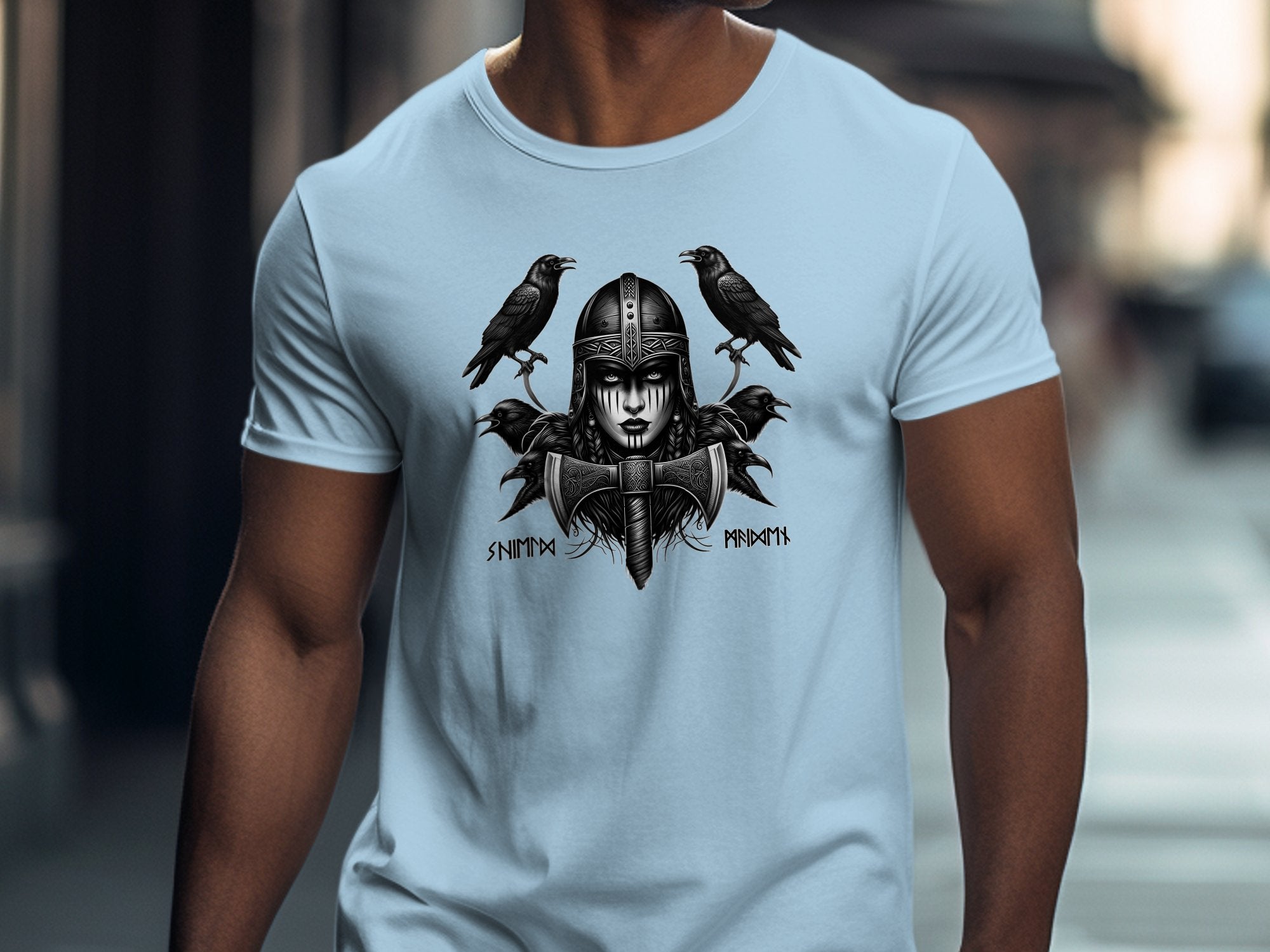 Viking Shield Maiden - Coloured Gildan T Shirt Realistic Norse Talisman Men Women Unisex Valhalla Tee Graphic Design