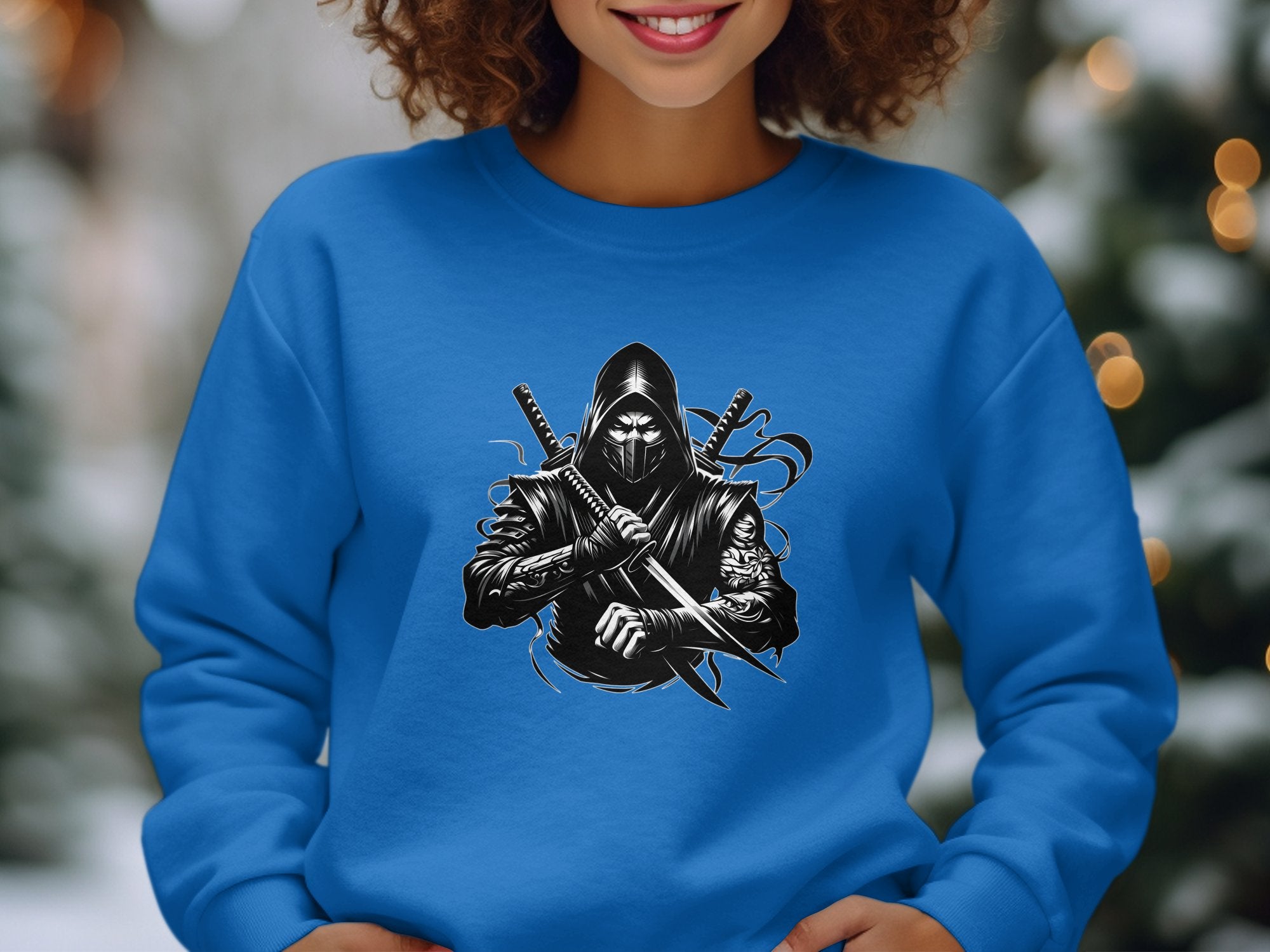 Samurai Ninja - Coloured Gildan Sweatshirt Japanese Talisman Unisex Cultural Symbolic Graphic Design