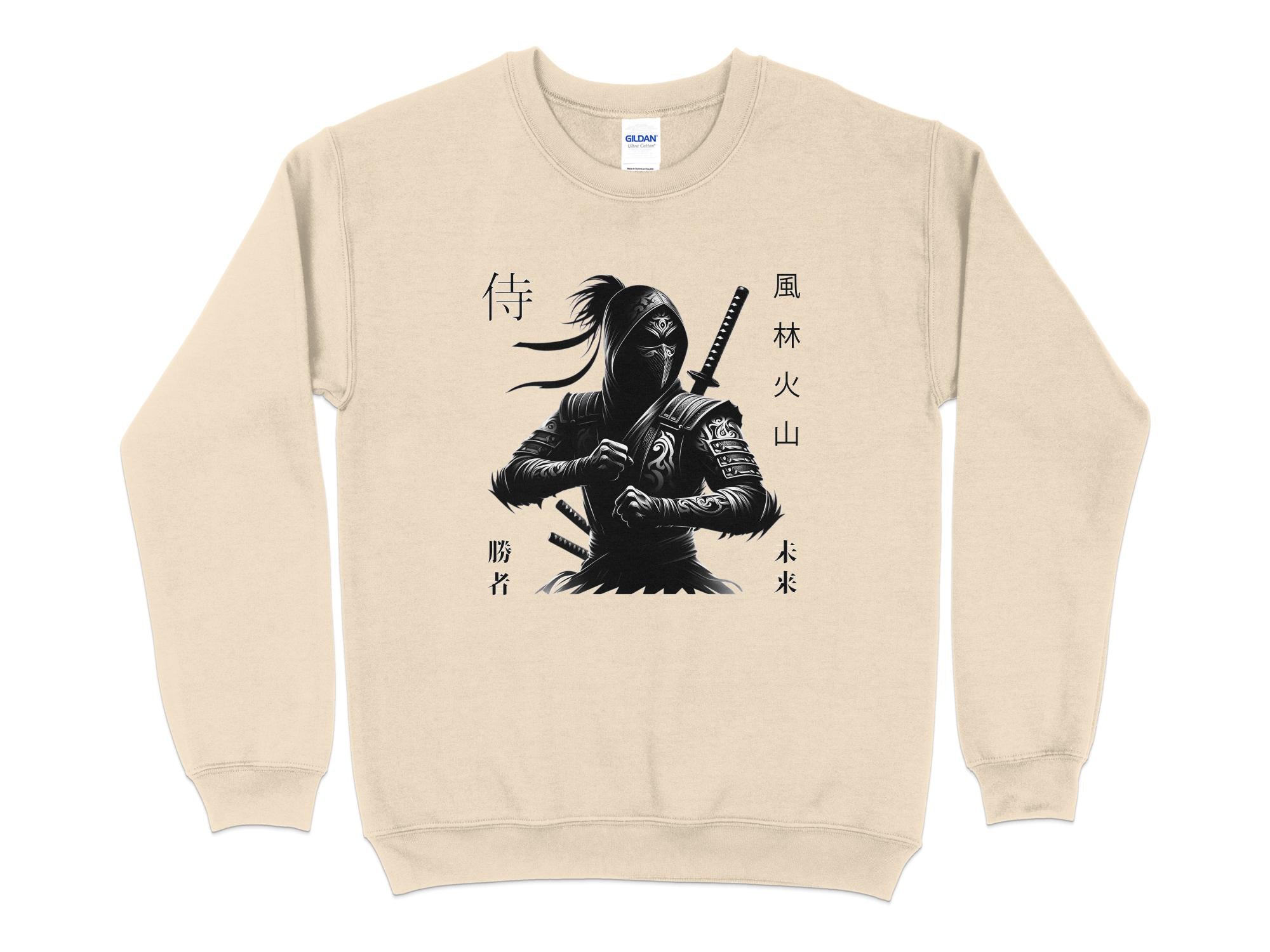 Samurai Ninja - Coloured Gildan Sweatshirt Japanese Talisman Unisex Cultural Symbolic Graphic Design