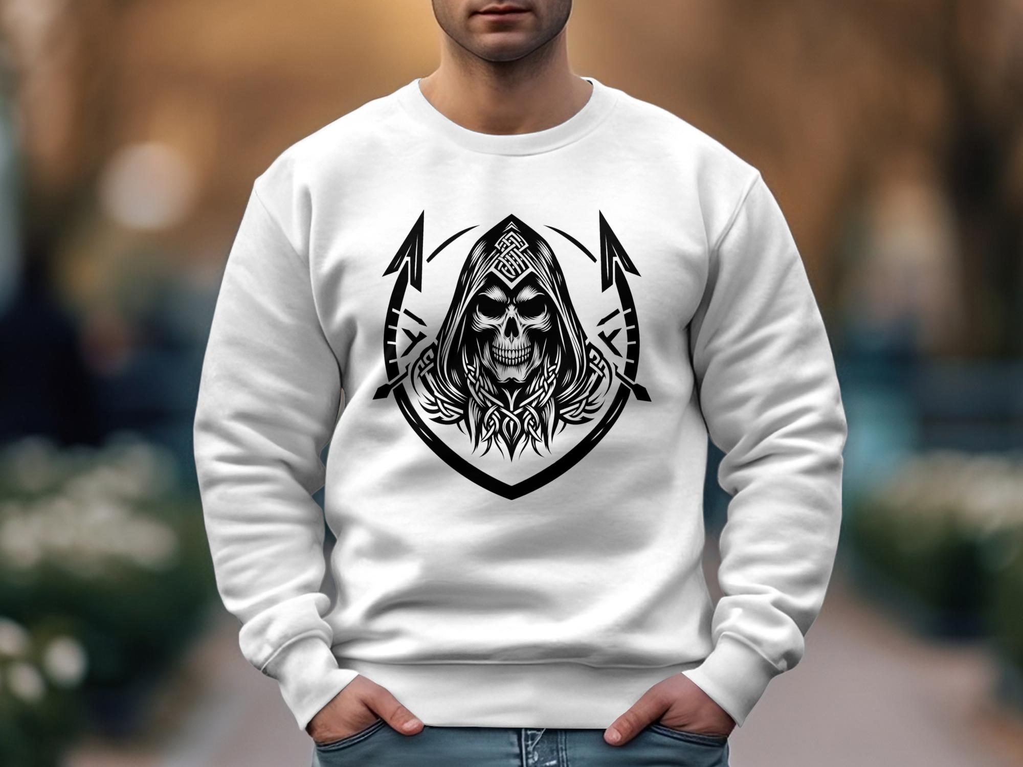 Grim Reaper - Black White Gildan Sweatshirt Commemorative Talisman Unisex Tee Graphic Design