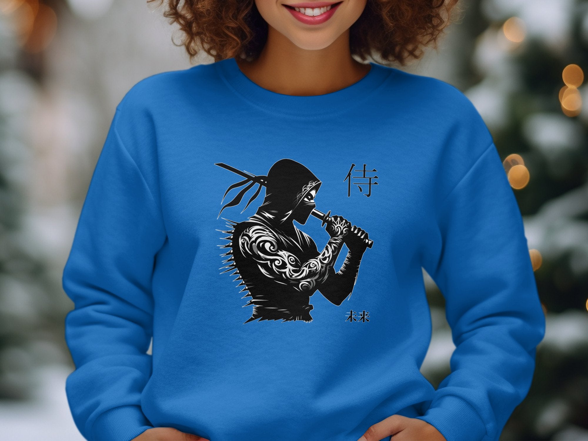 Samurai Ninja - Coloured Gildan Sweatshirt Japanese Talisman Unisex Cultural Symbolic Graphic Design