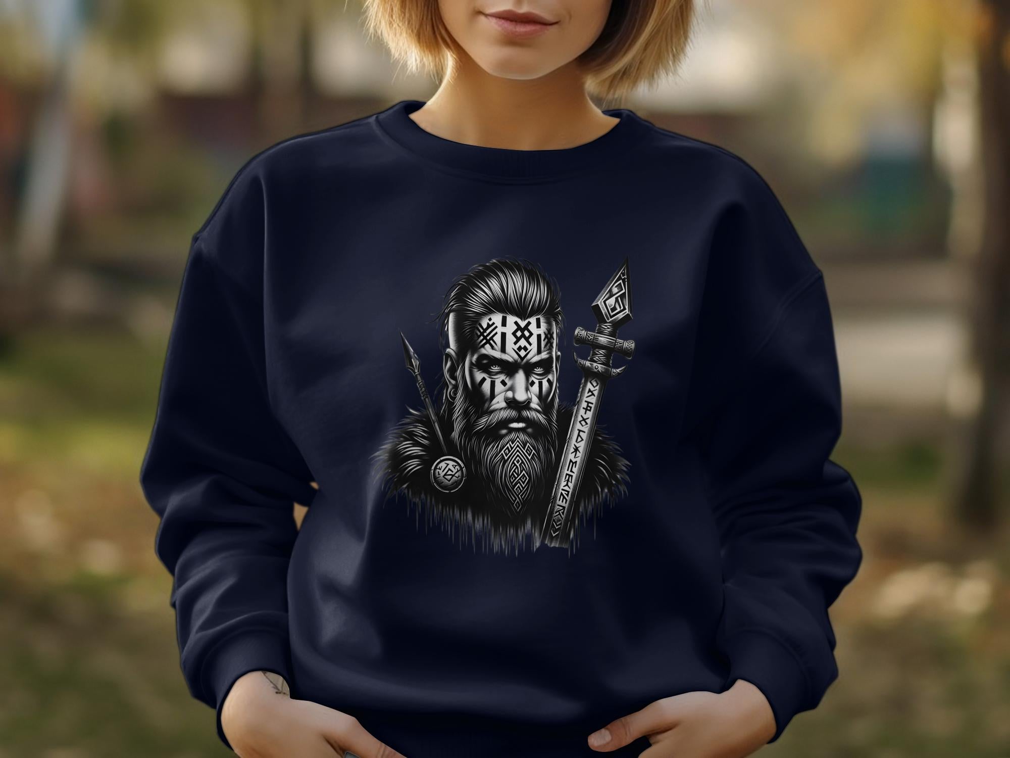 Viking Stoic - Coloured Gildan Sweatshirt Realistic Norse Talisman Men Women Unisex Valhalla Tee Graphic Design