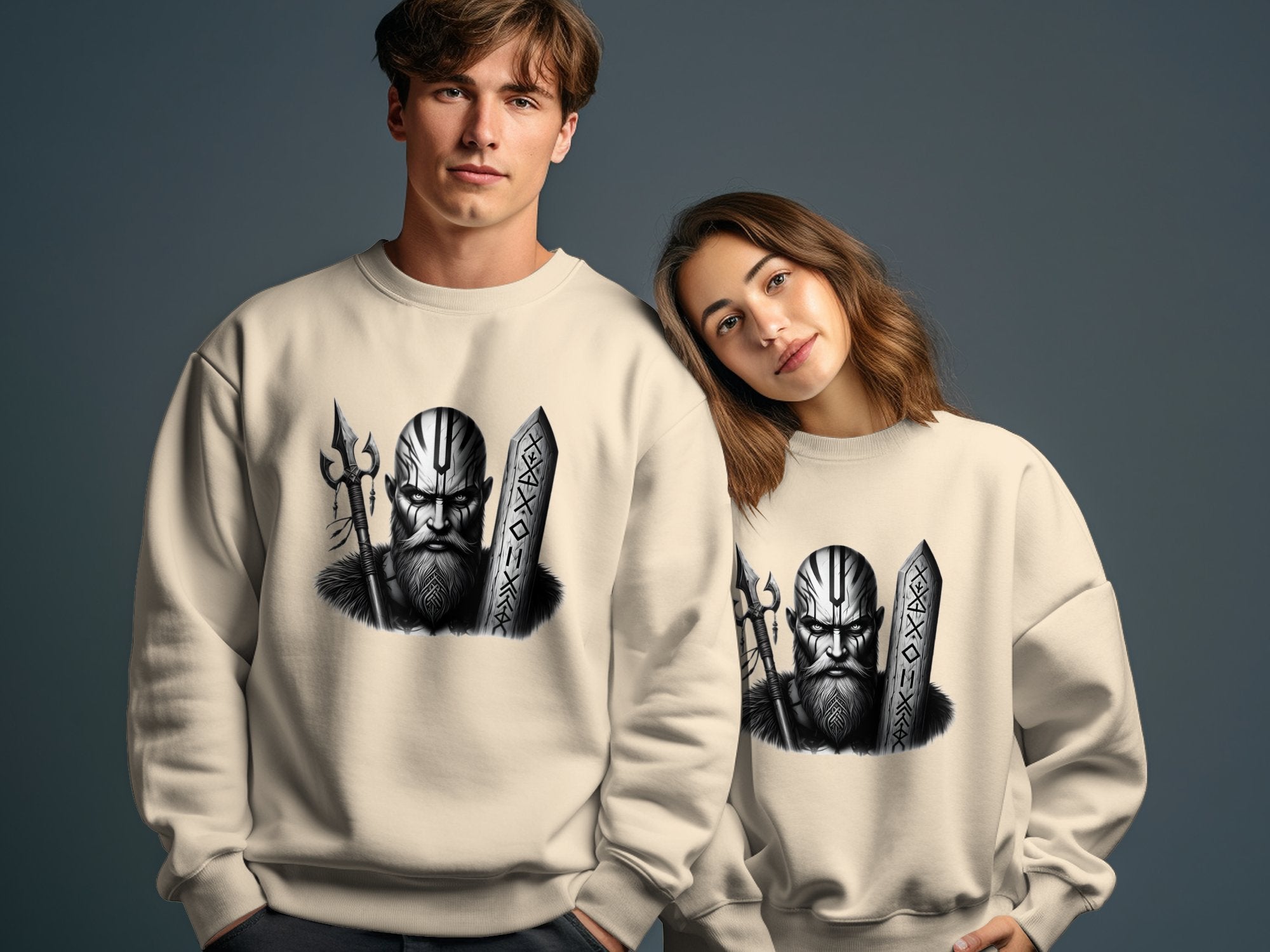 Viking Strength - Coloured Gildan Sweatshirt Realistic Norse Talisman Men Women Unisex Valhalla Tee Graphic Design