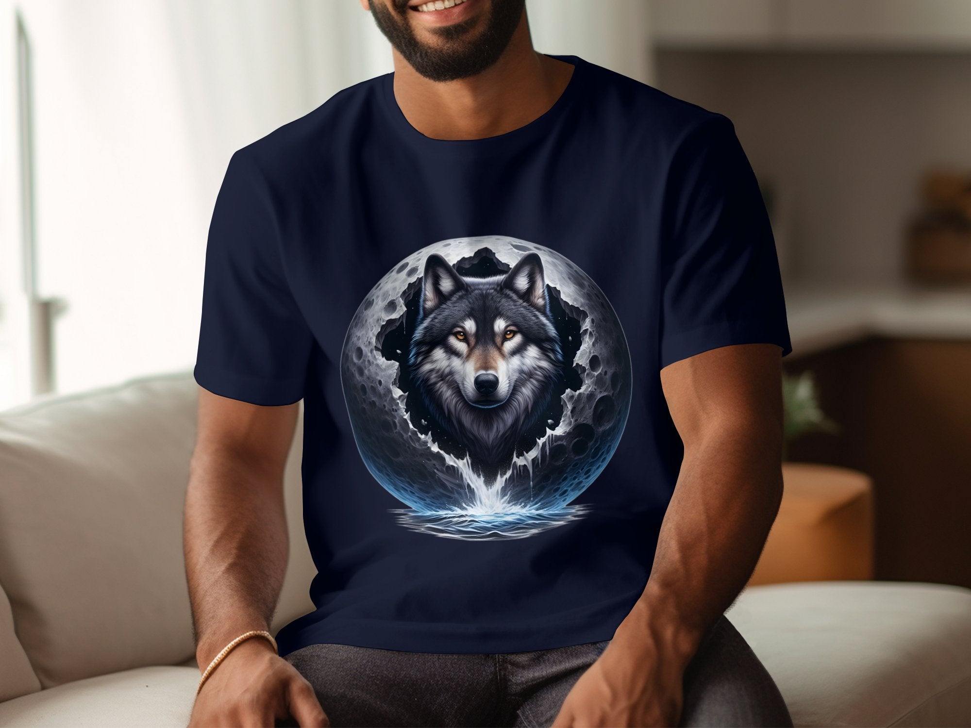 Moon Wolf - T-Shirt Realistic Full Colour Animal Talisman Unisex Mythology Tee Gildan Graphic Design