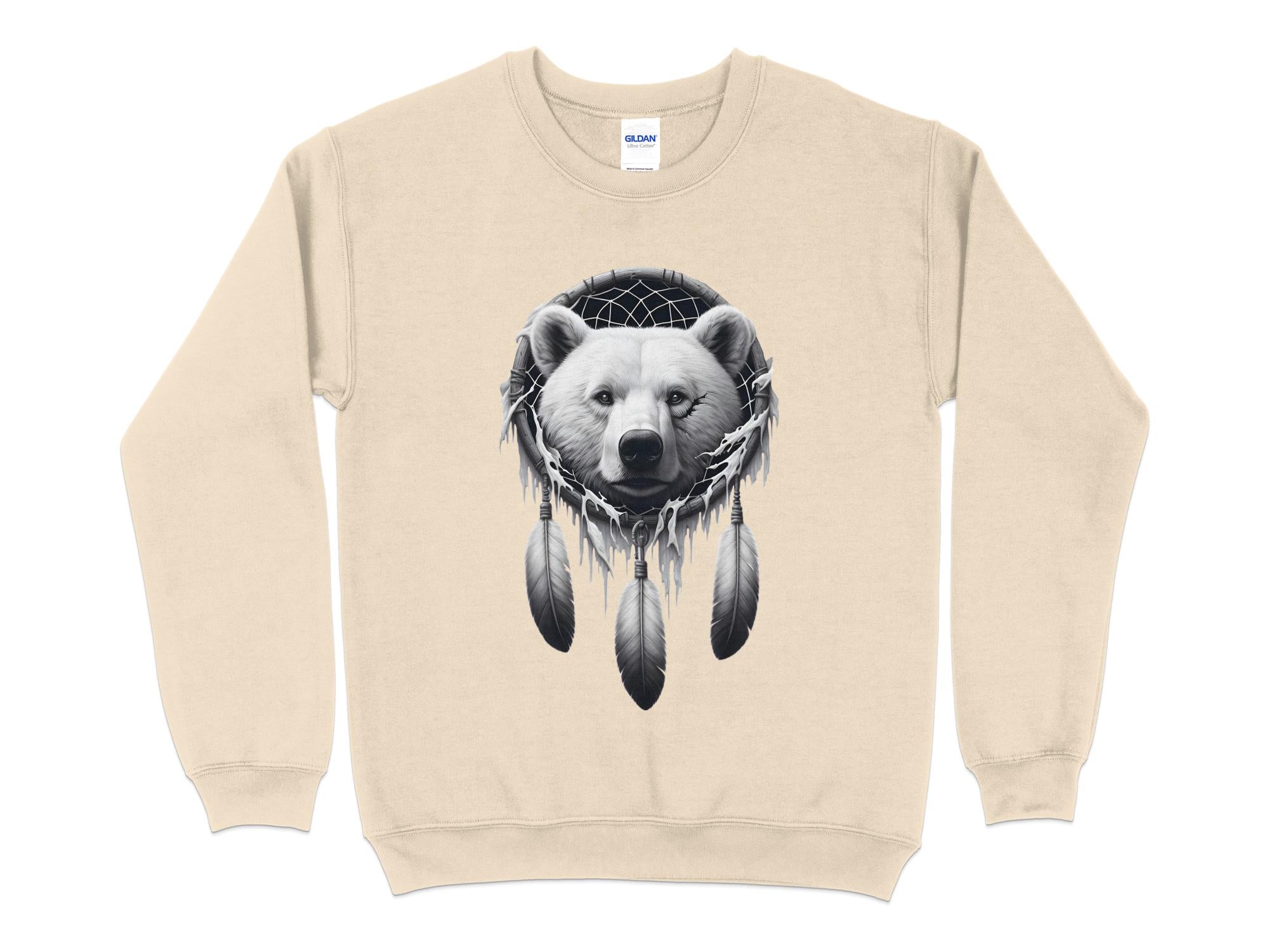 Dreamcatcher Bear - Coloured Gildan Sweatshirt Realistic Native American Talisman Unisex Mythology Tee Graphic Design