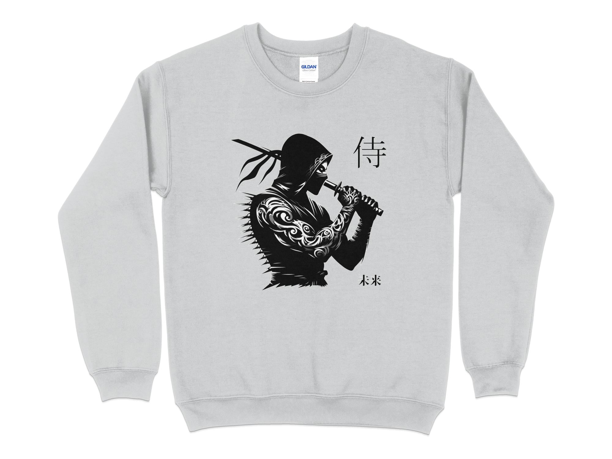 Samurai Ninja - Coloured Gildan Sweatshirt Japanese Talisman Unisex Cultural Symbolic Graphic Design