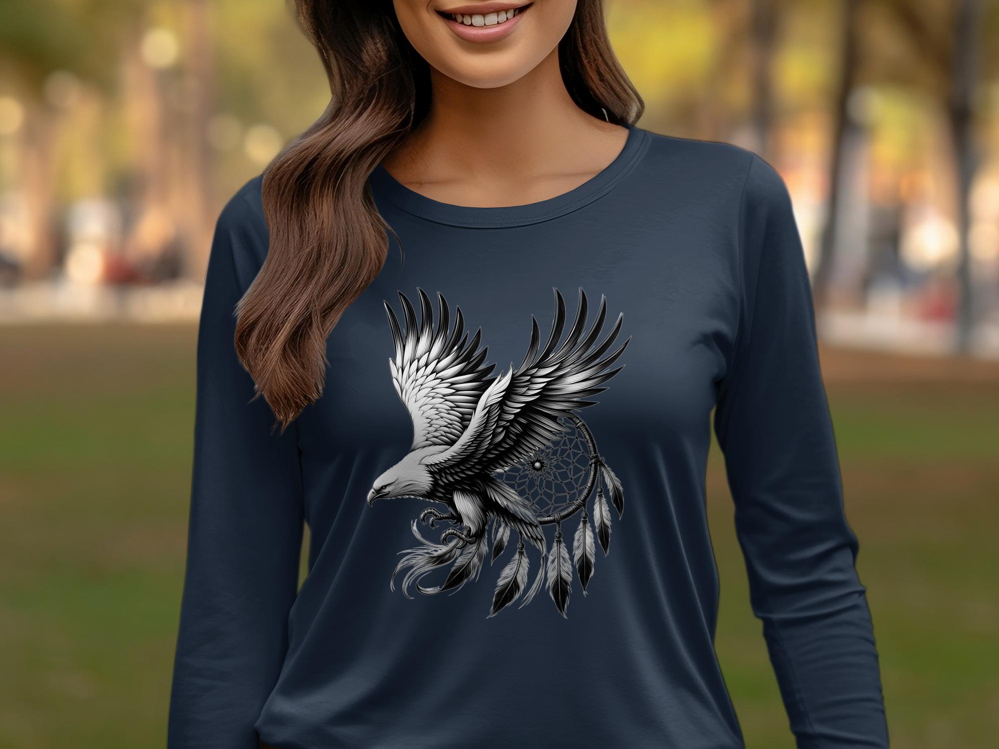 Dreamcatcher Eagle - Coloured Gildan Long Sleeve Realistic Native American Talisman Unisex Mythology Tee Graphic Design