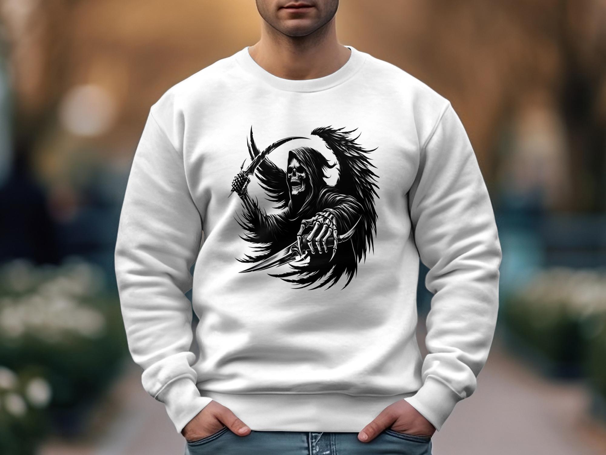 Grim Reaper - Black White Gildan Sweatshirt Commemorative Talisman Unisex Tee Graphic Design